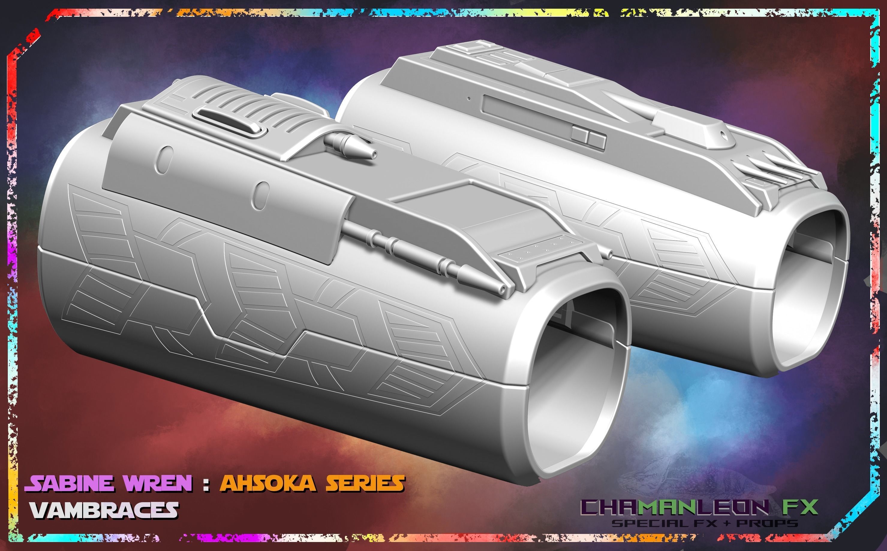 Sabine Wren Live Action Ahsoka Series Vambrace Armor Cosplay 3D print model_7