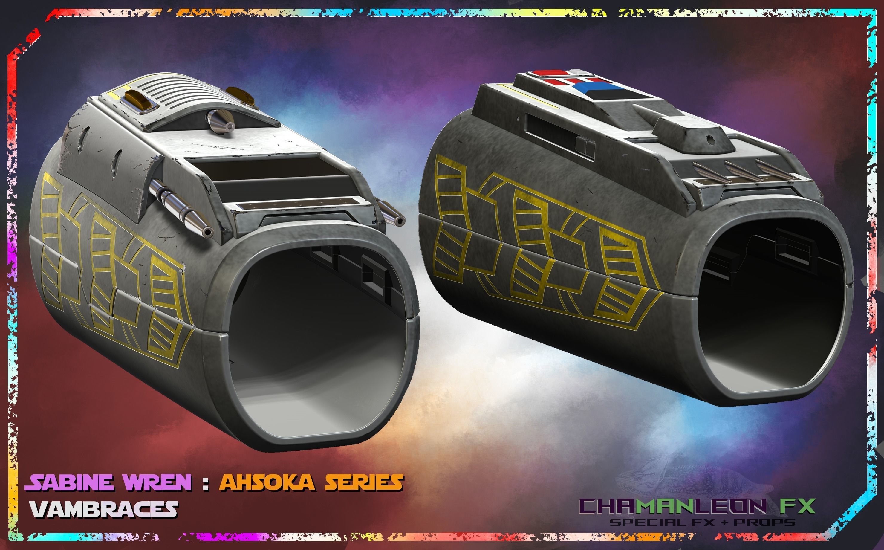 Sabine Wren Live Action Ahsoka Series Vambrace Armor Cosplay 3D print model_3