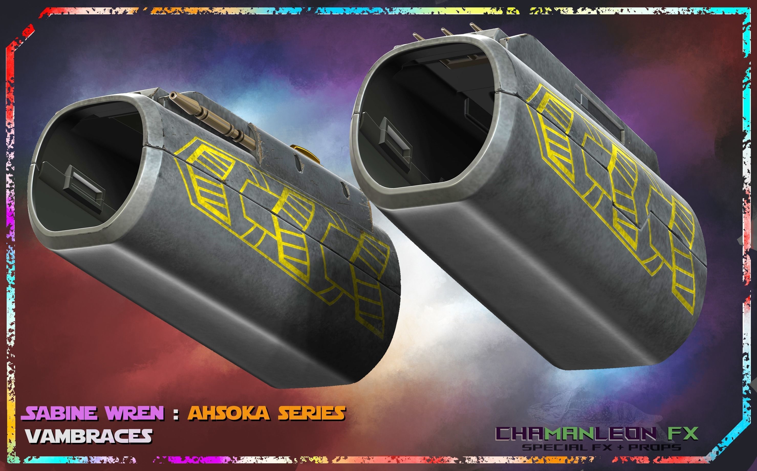 Sabine Wren Live Action Ahsoka Series Vambrace Armor Cosplay 3D print model_5