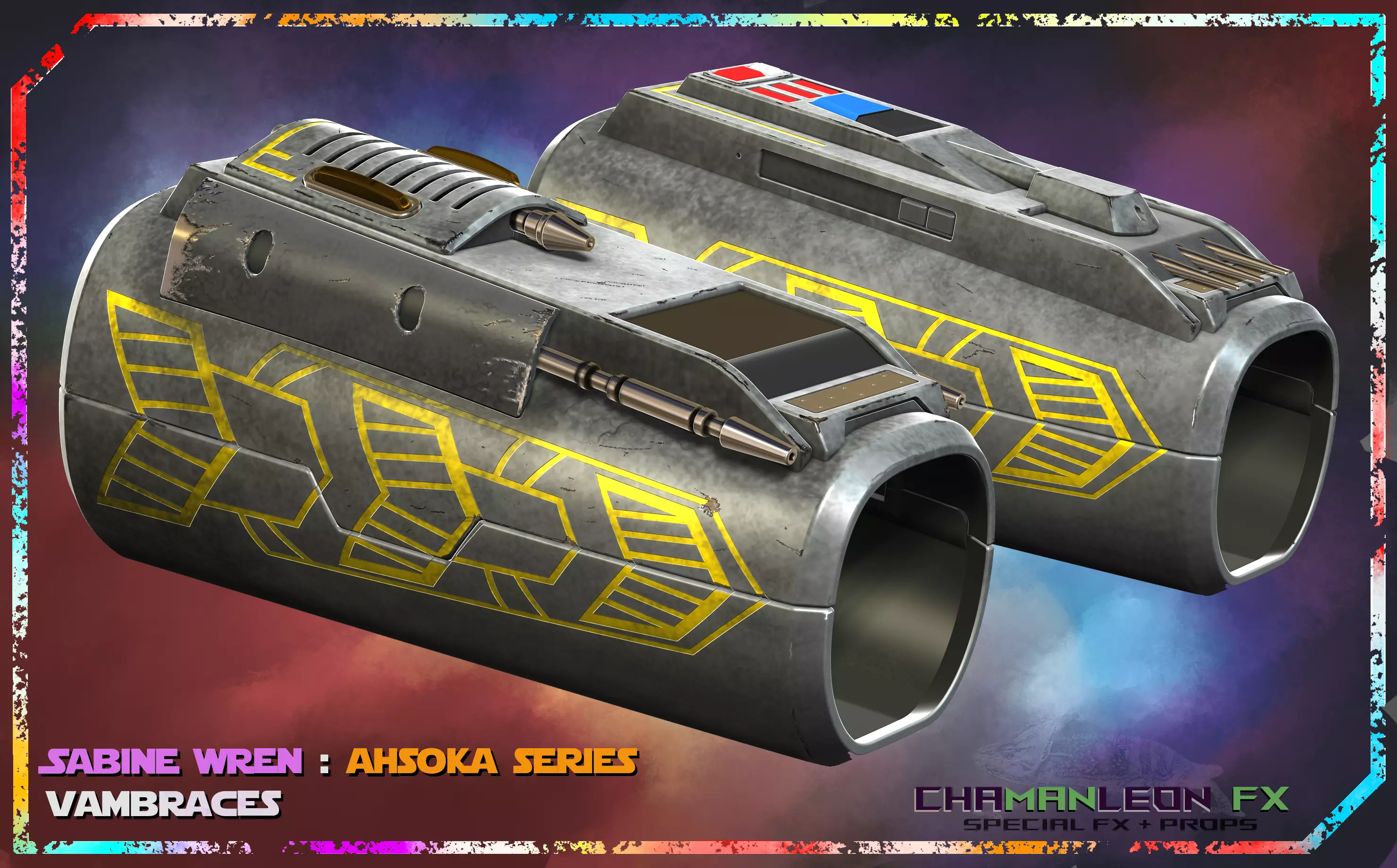 Sabine Wren Live Action Ahsoka Series Vambrace Armor Cosplay 3D print model_0