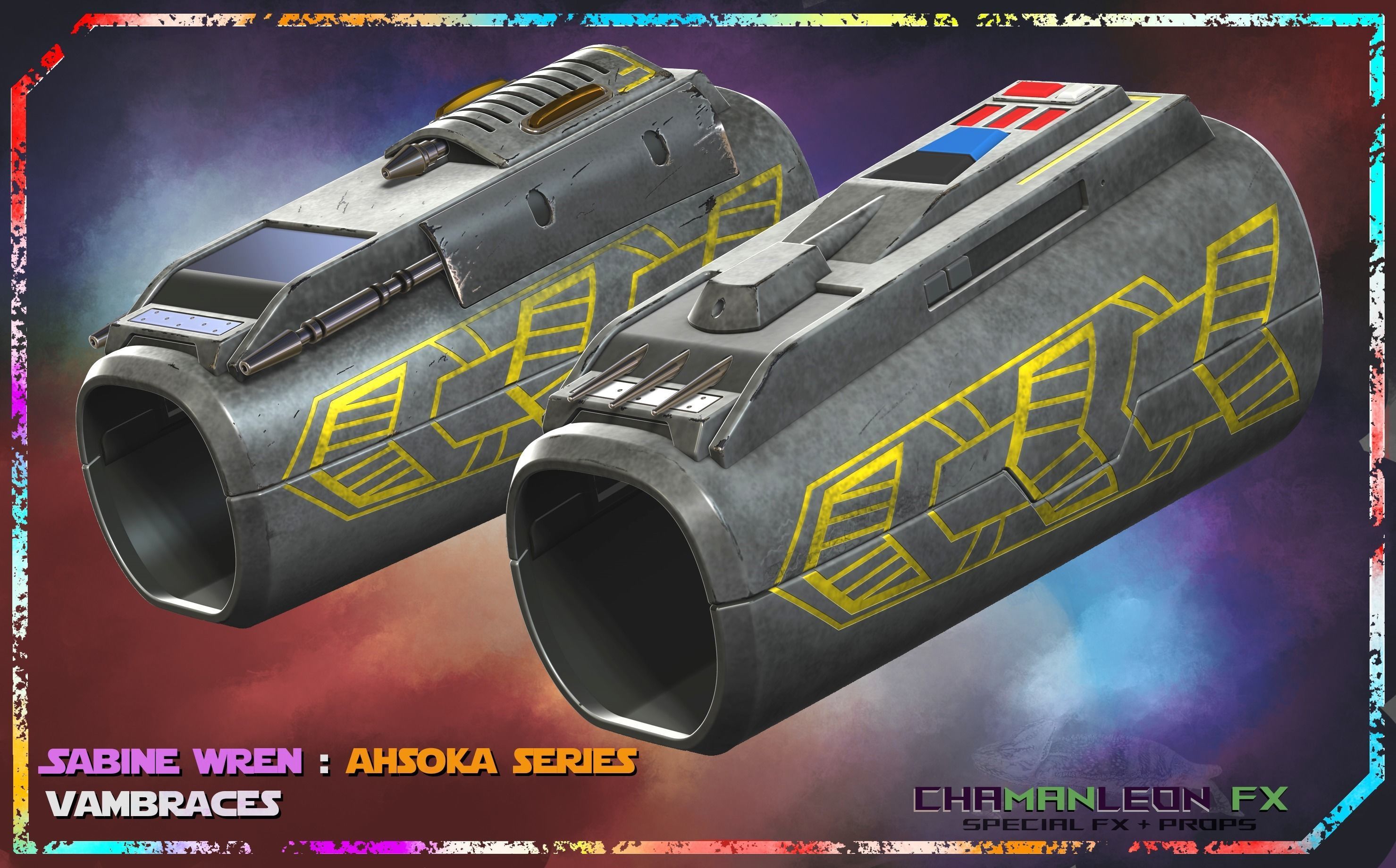 Sabine Wren Live Action Ahsoka Series Vambrace Armor Cosplay 3D print model_1