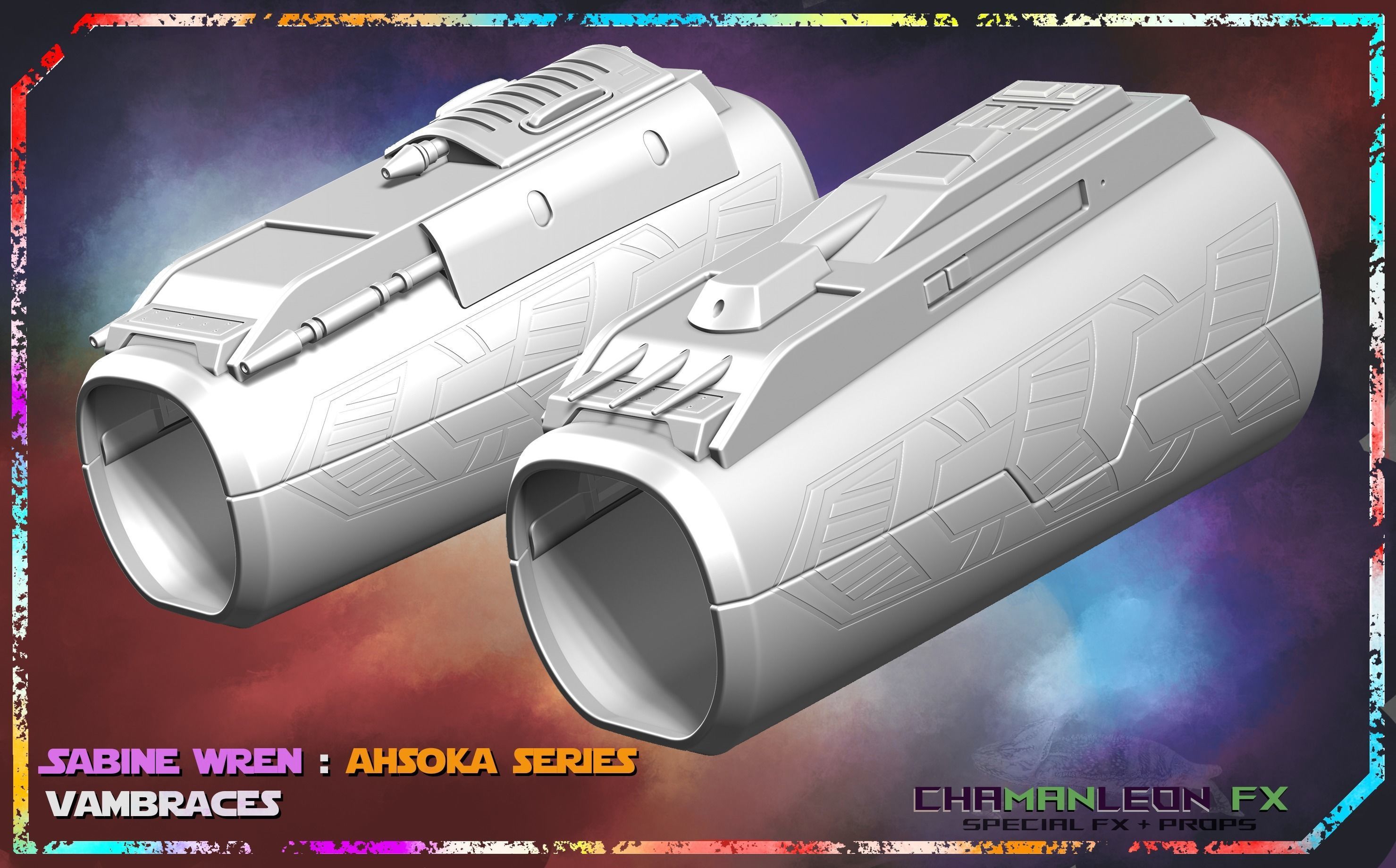 Sabine Wren Live Action Ahsoka Series Vambrace Armor Cosplay 3D print model_8