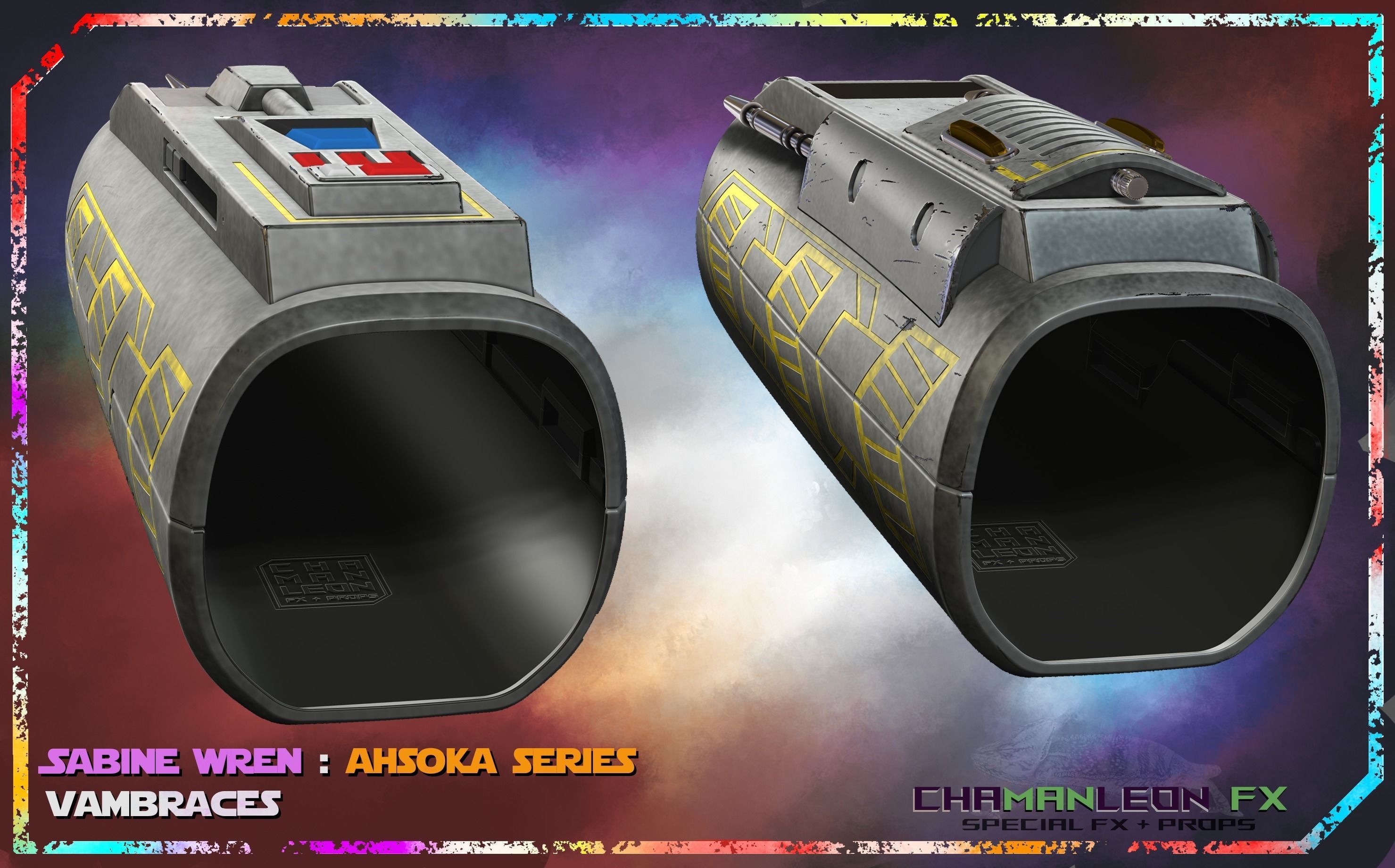 Sabine Wren Live Action Ahsoka Series Vambrace Armor Cosplay 3D print model_4