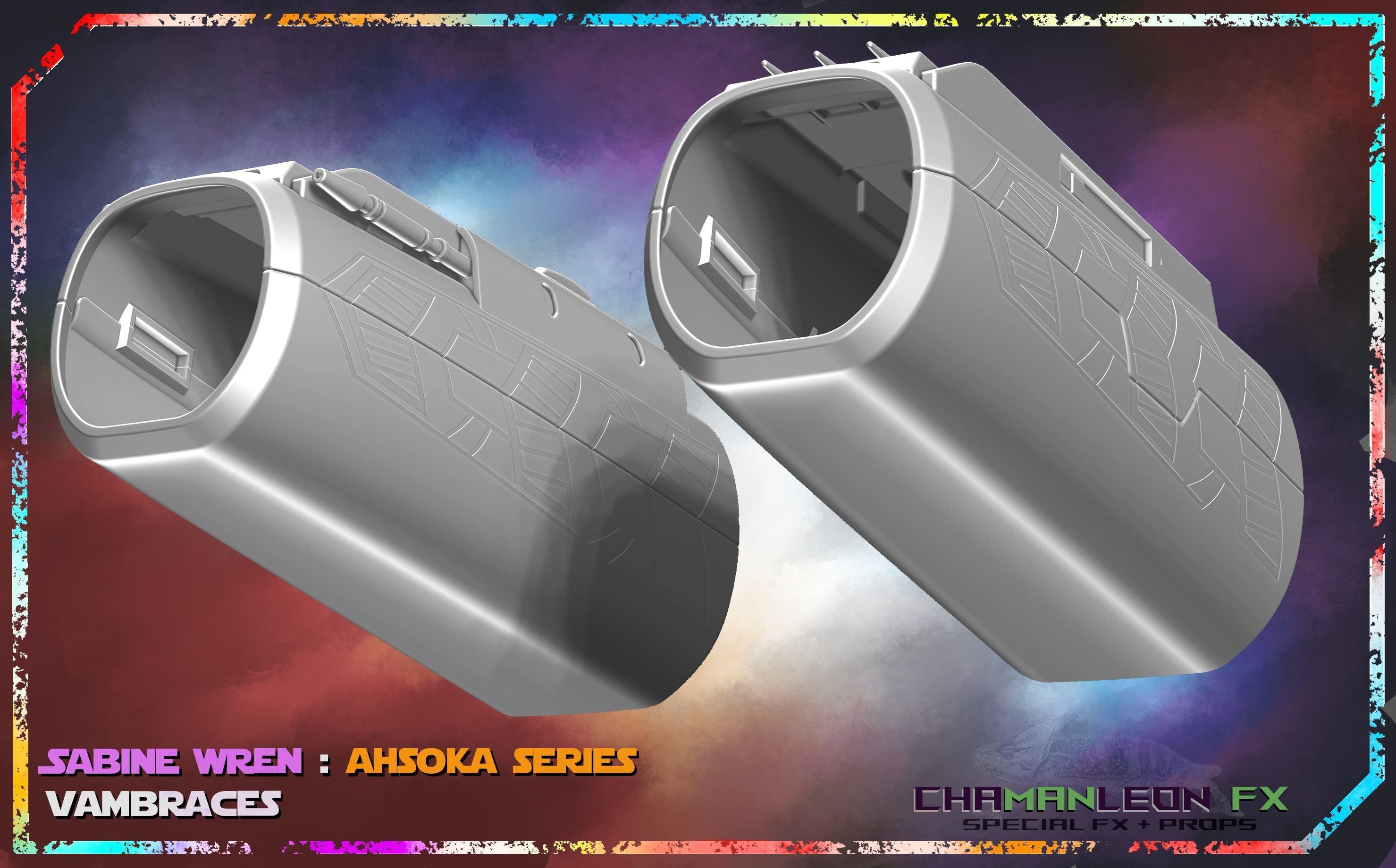 Sabine Wren Live Action Ahsoka Series Vambrace Armor Cosplay 3D print model_12