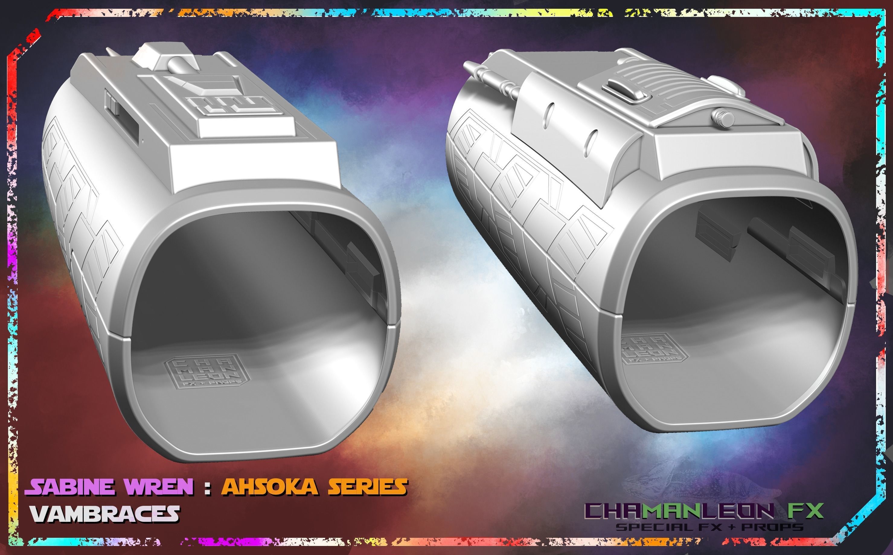 Sabine Wren Live Action Ahsoka Series Vambrace Armor Cosplay 3D print model_11