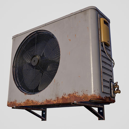 Rusty outside air conditioning unit Low-poly 3D model