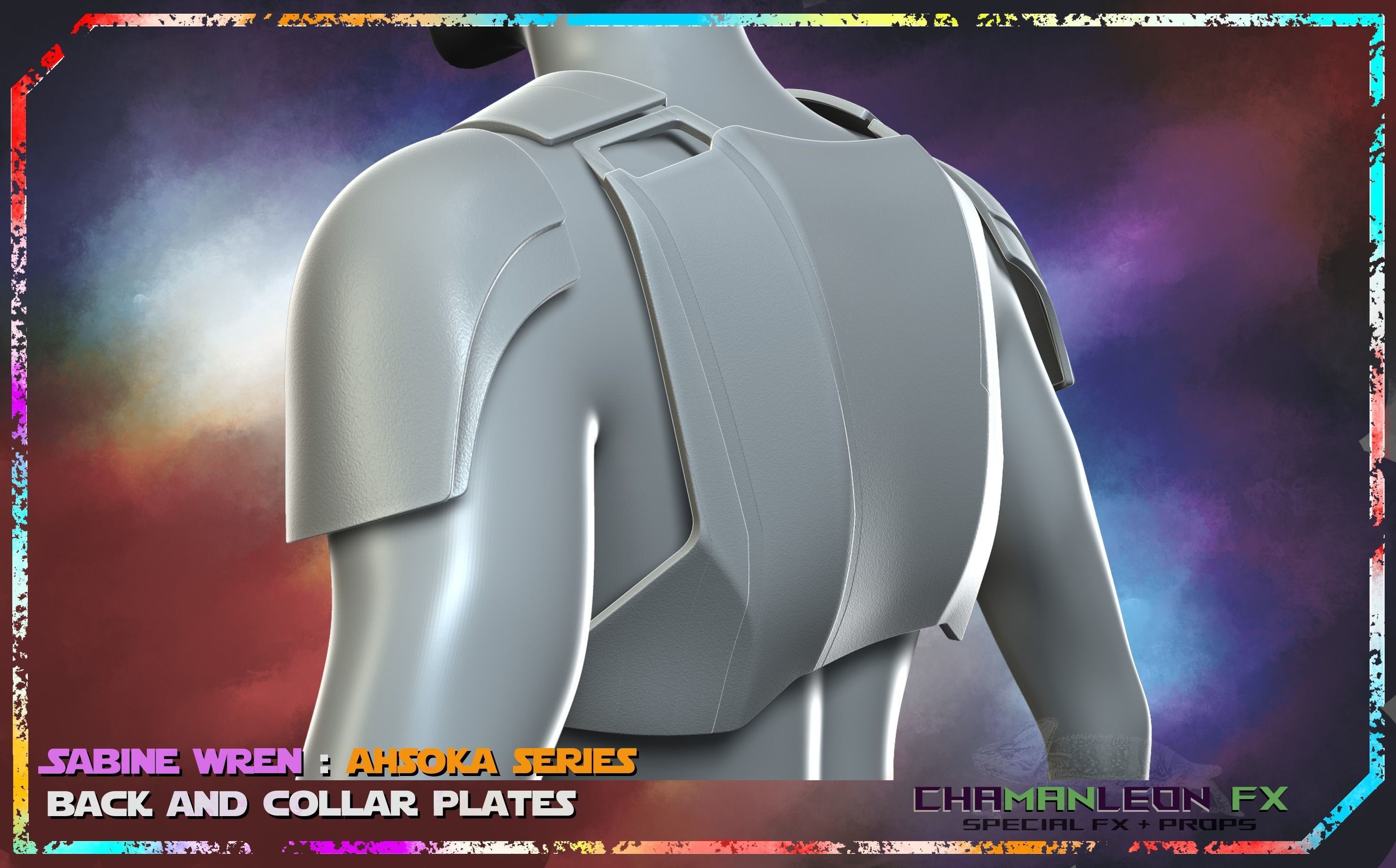 Sabine Wren Live Action Ahsoka Series Back Collar Armor Cosplay 3D print model_9