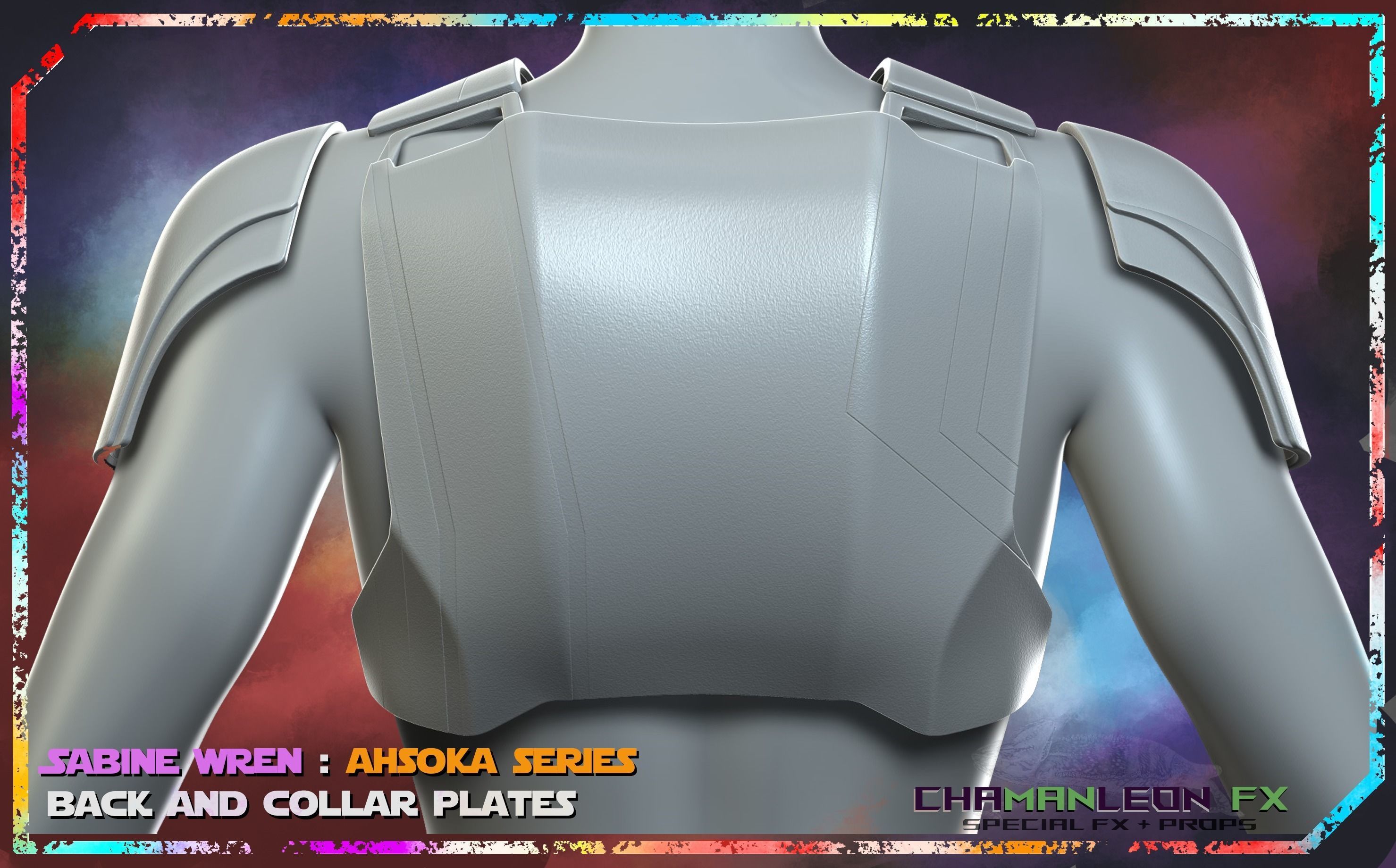 Sabine Wren Live Action Ahsoka Series Back Collar Armor Cosplay 3D print model_8