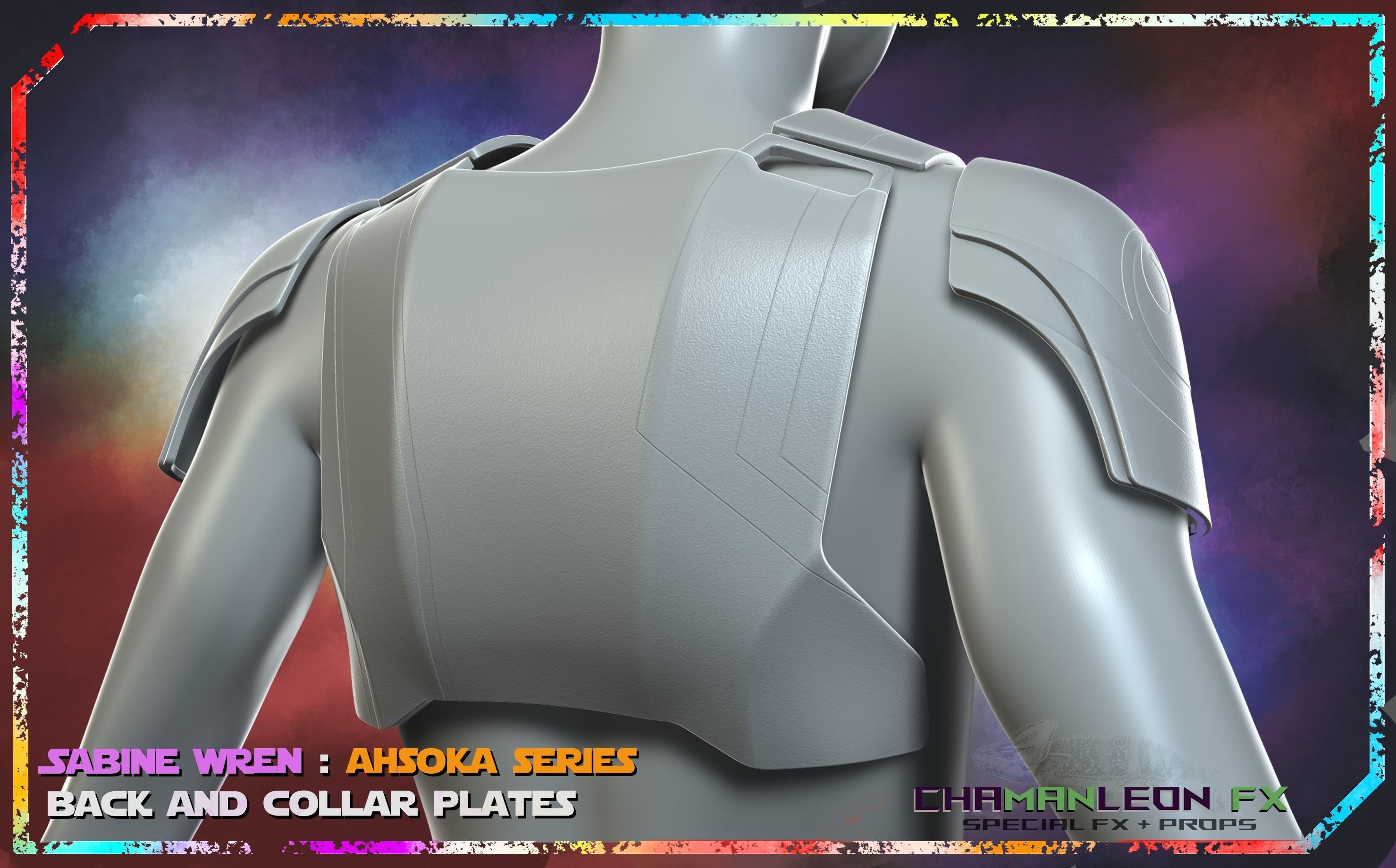 Sabine Wren Live Action Ahsoka Series Back Collar Armor Cosplay 3D print model_7