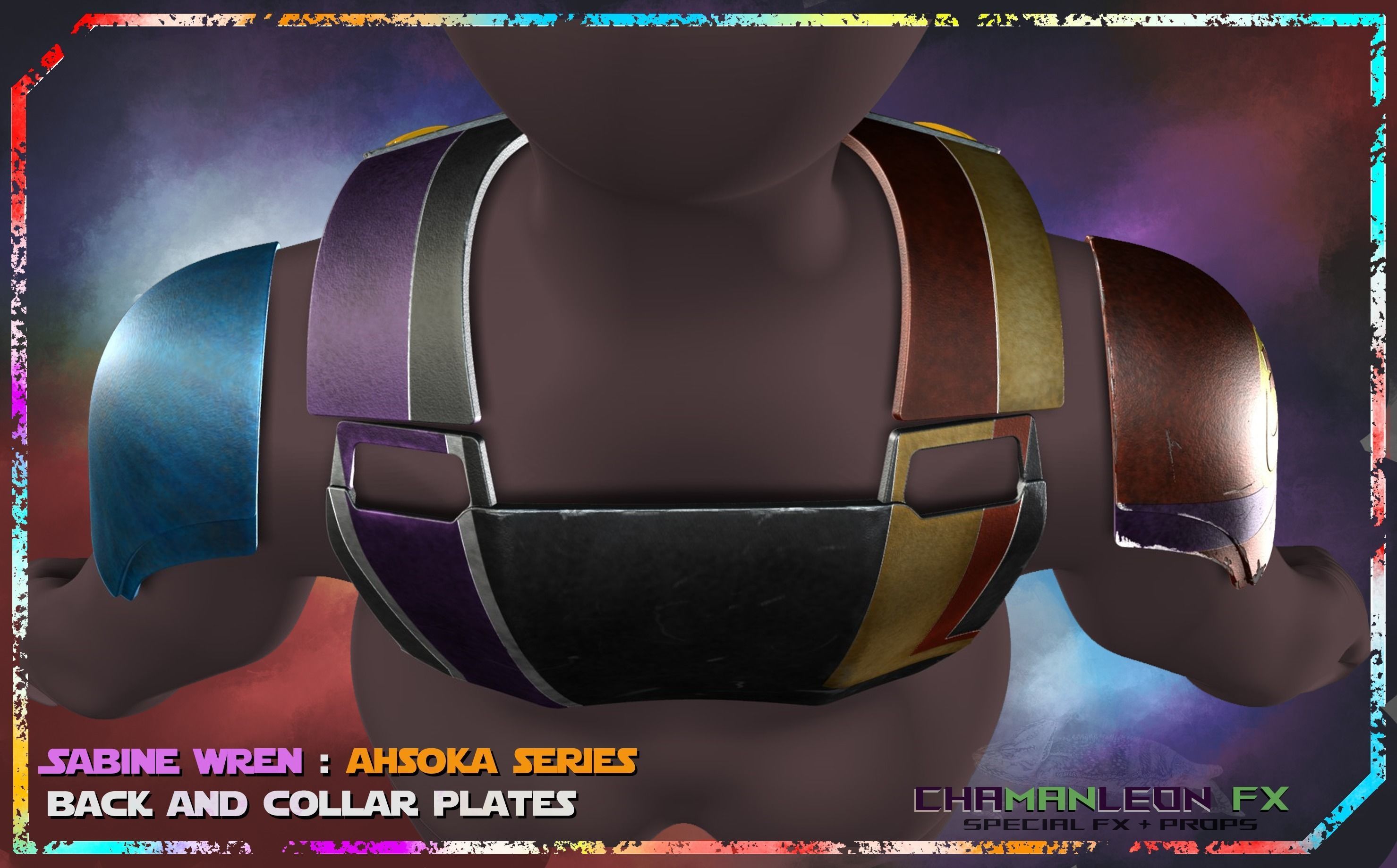 Sabine Wren Live Action Ahsoka Series Back Collar Armor Cosplay 3D print model_3