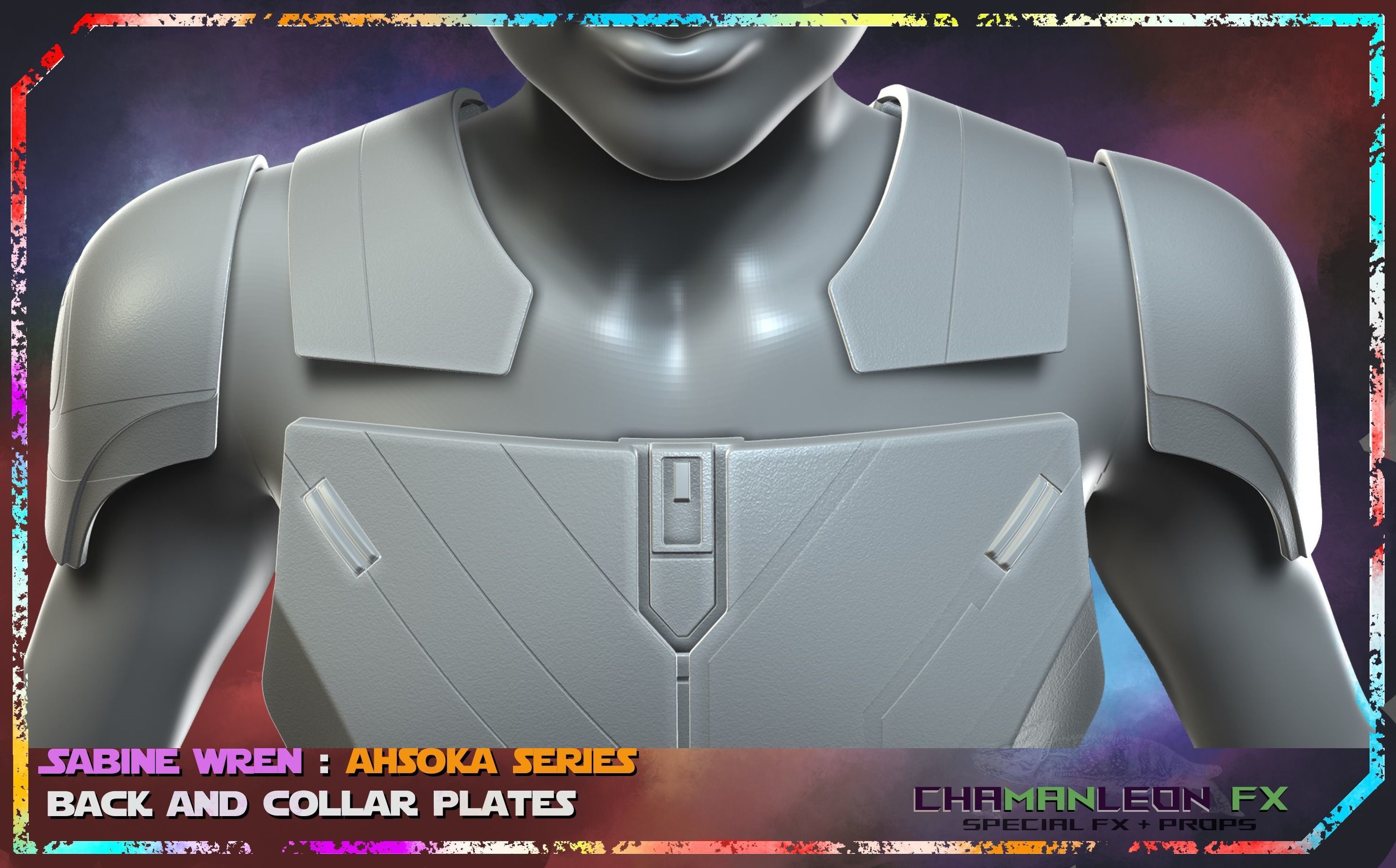 Sabine Wren Live Action Ahsoka Series Back Collar Armor Cosplay 3D print model_11