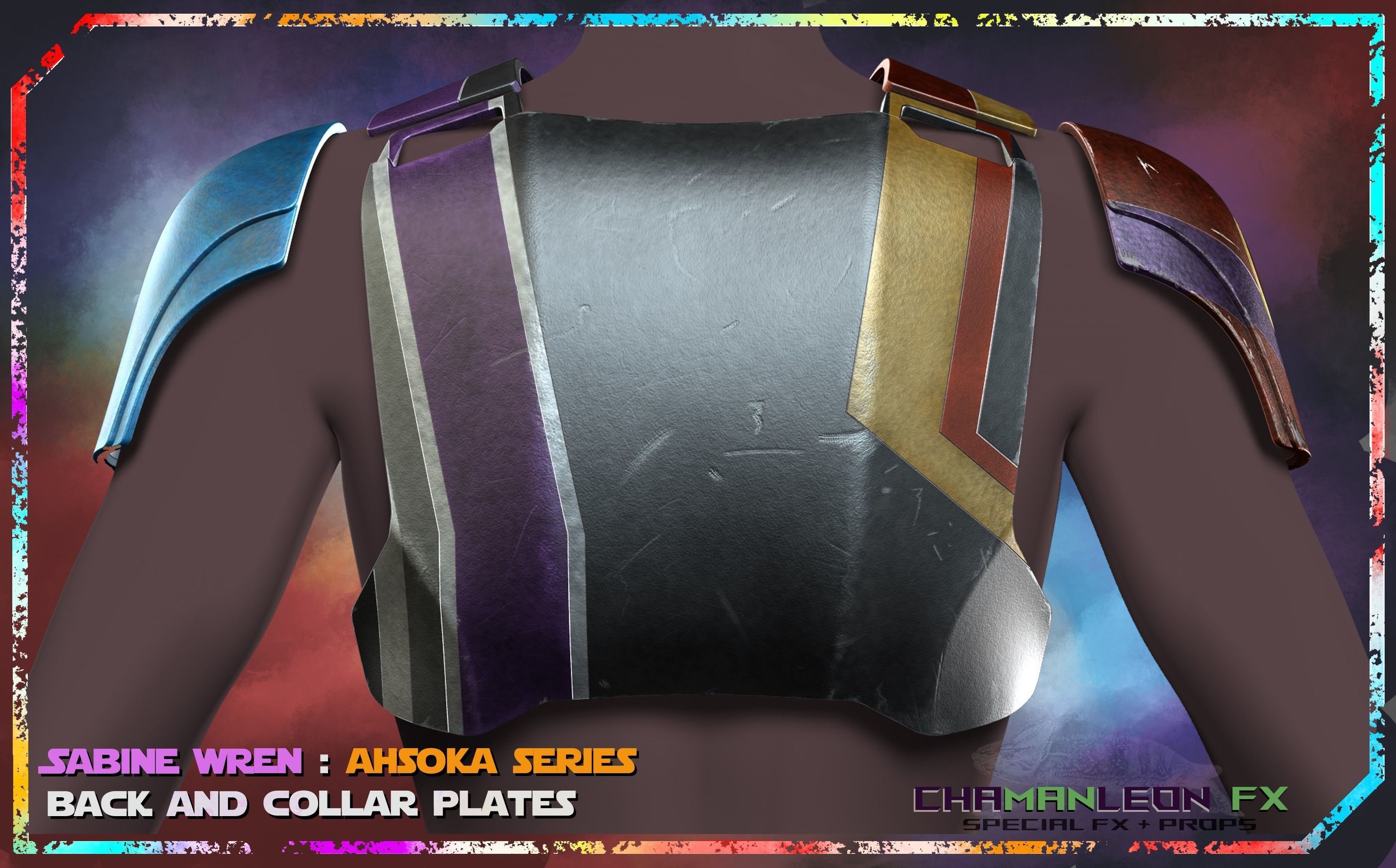 Sabine Wren Live Action Ahsoka Series Back Collar Armor Cosplay 3D print model_1