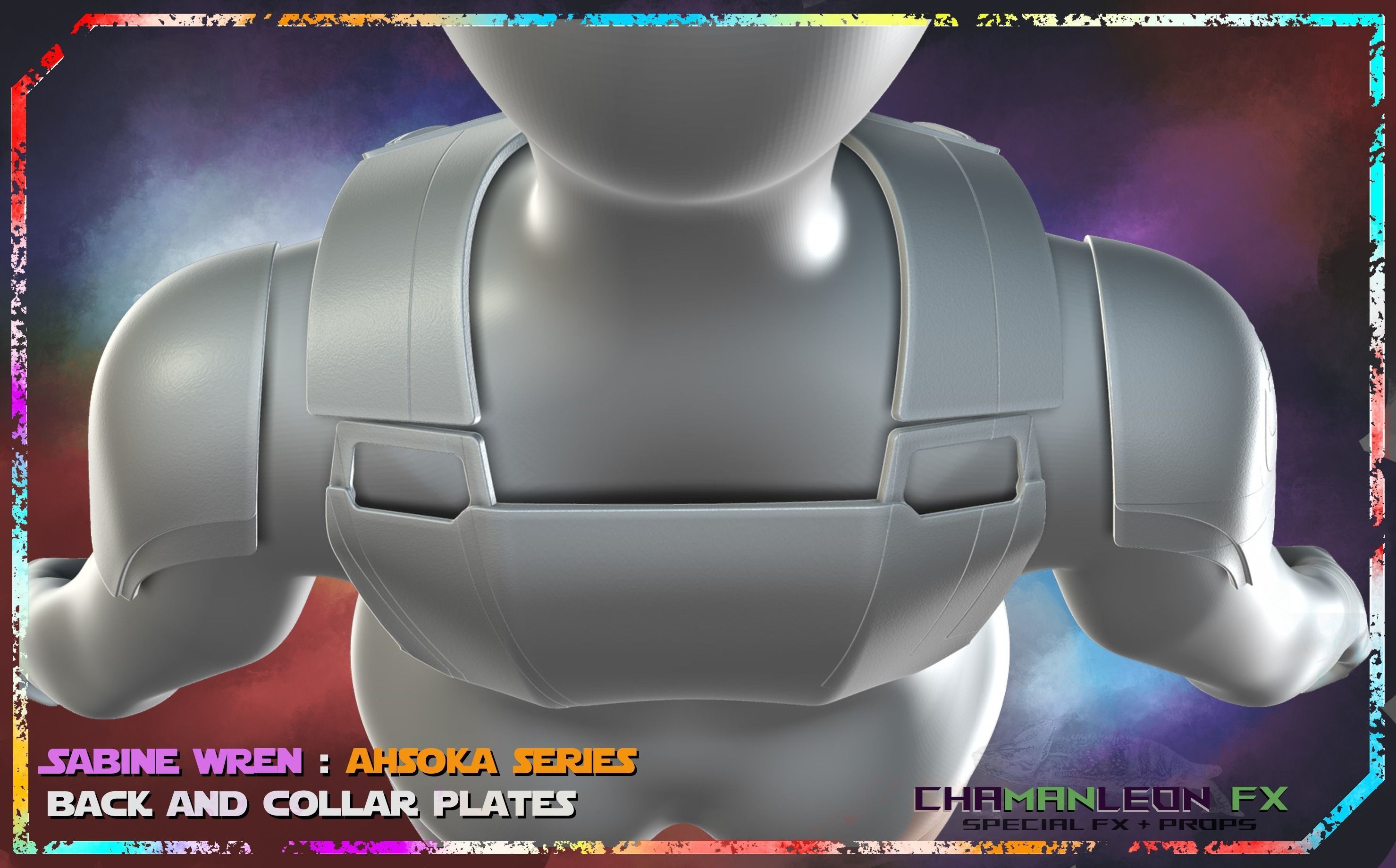 Sabine Wren Live Action Ahsoka Series Back Collar Armor Cosplay 3D print model_10