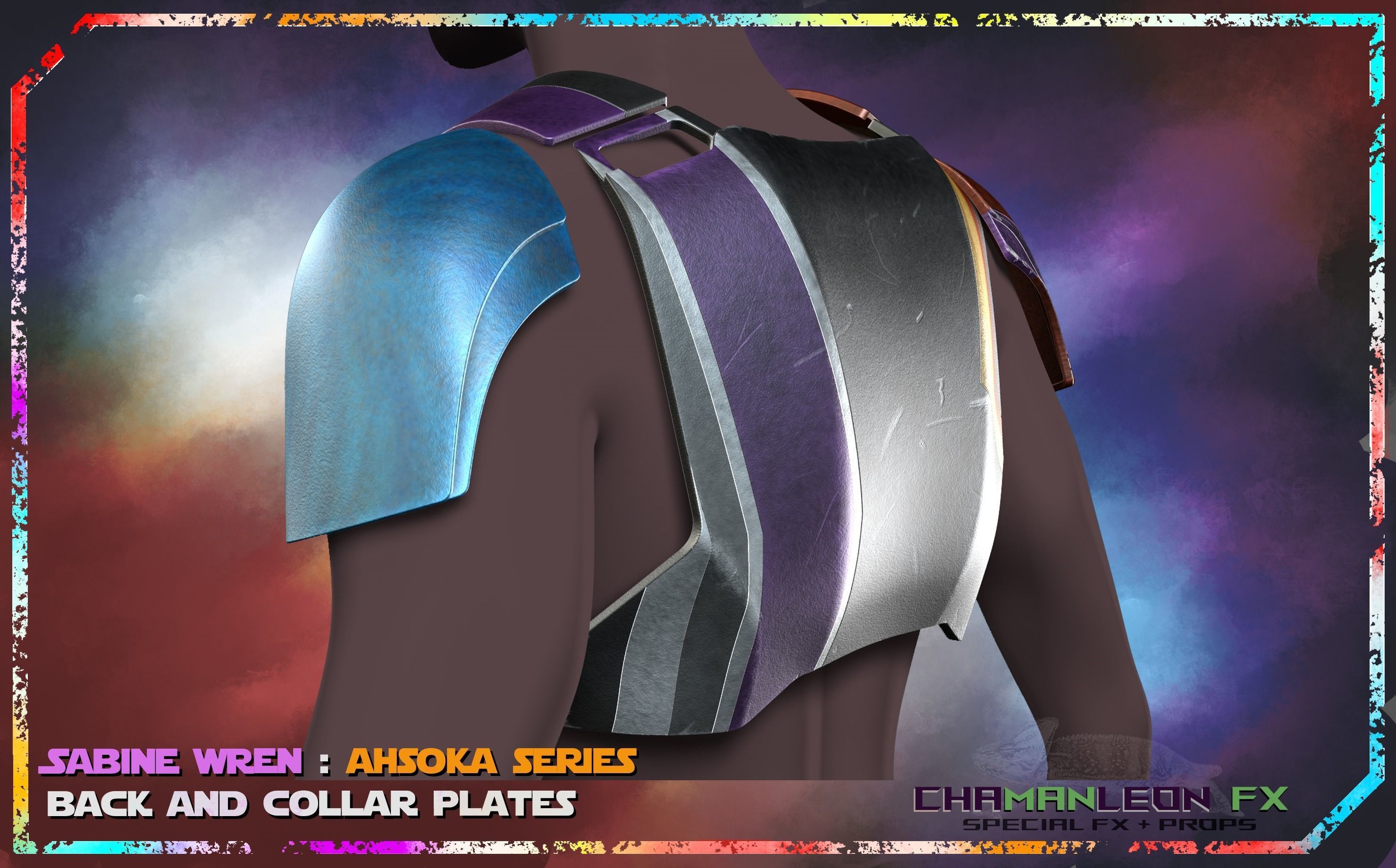 Sabine Wren Live Action Ahsoka Series Back Collar Armor Cosplay 3D print model_2