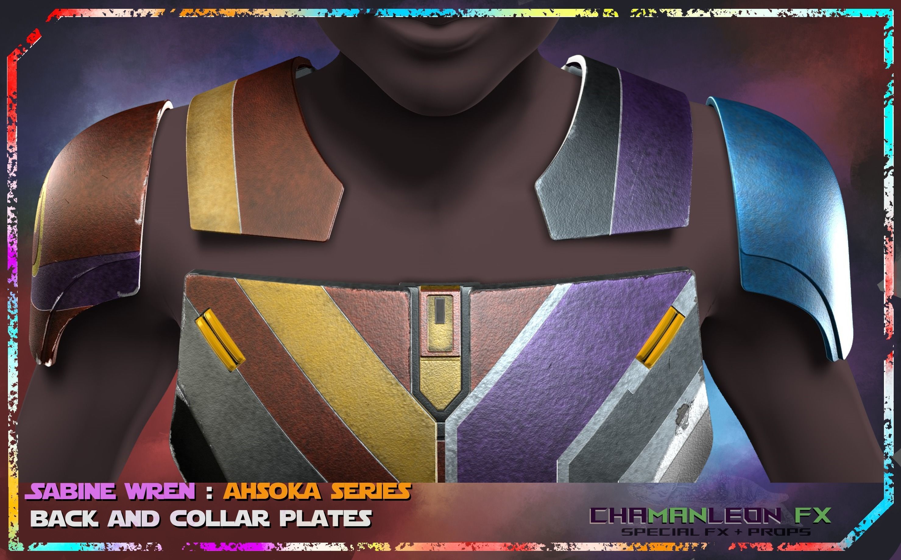 Sabine Wren Live Action Ahsoka Series Back Collar Armor Cosplay 3D print model_4