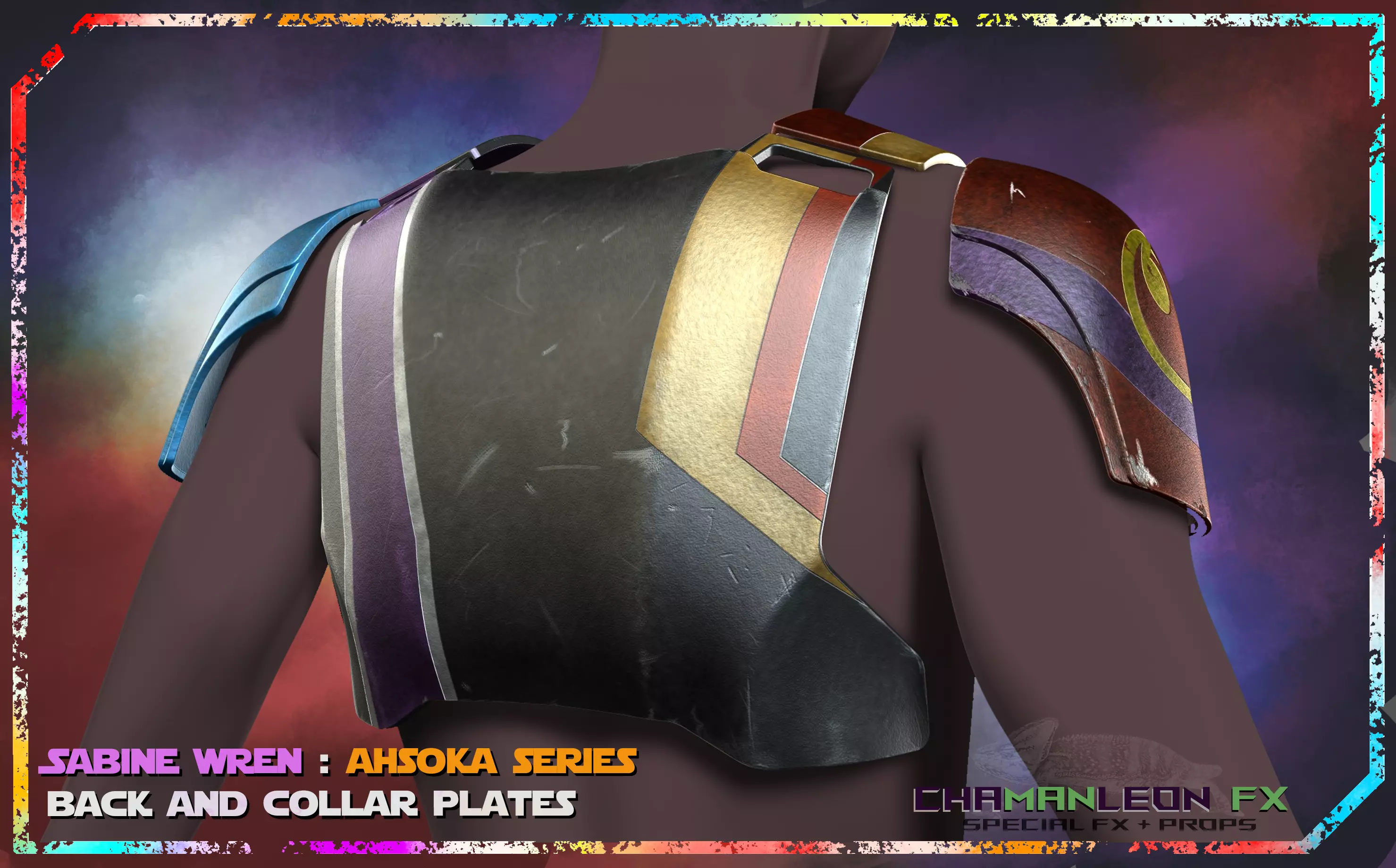 Sabine Wren Live Action Ahsoka Series Back Collar Armor Cosplay 3D print model_0