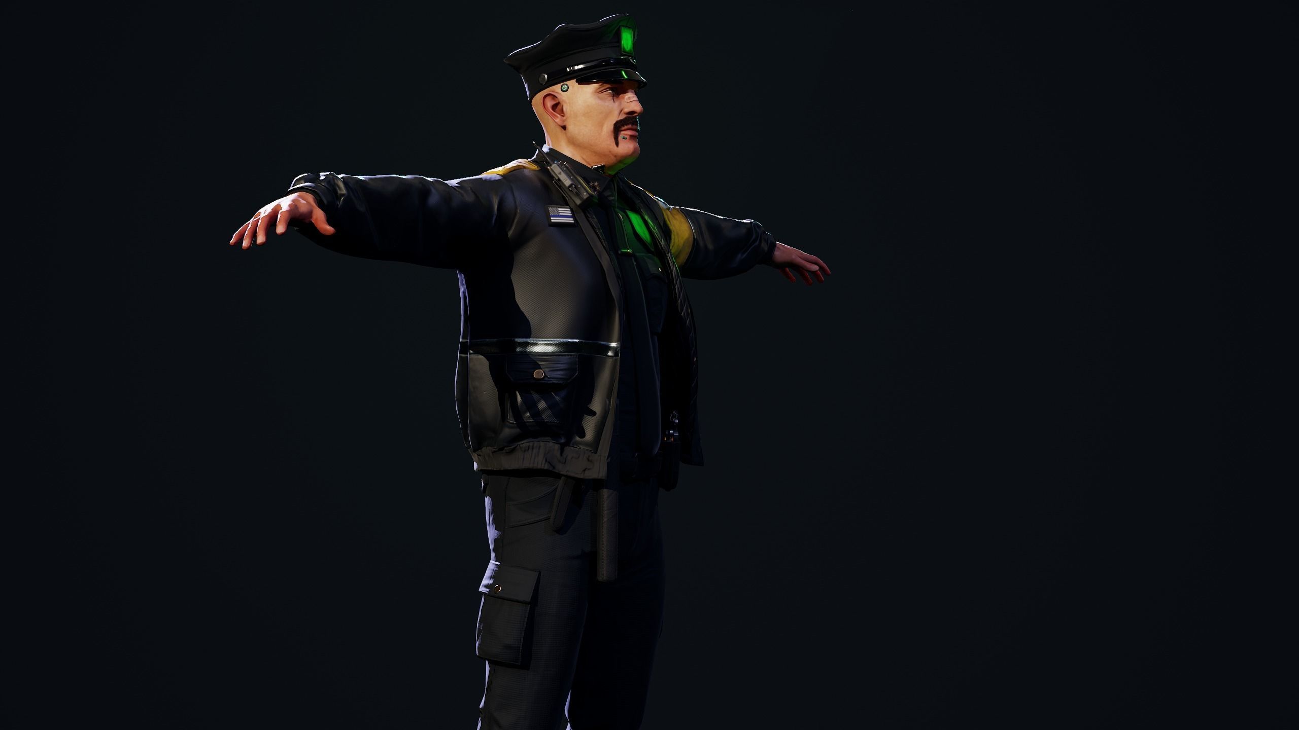Cyberpunk Police officer Low-poly 3D model_4