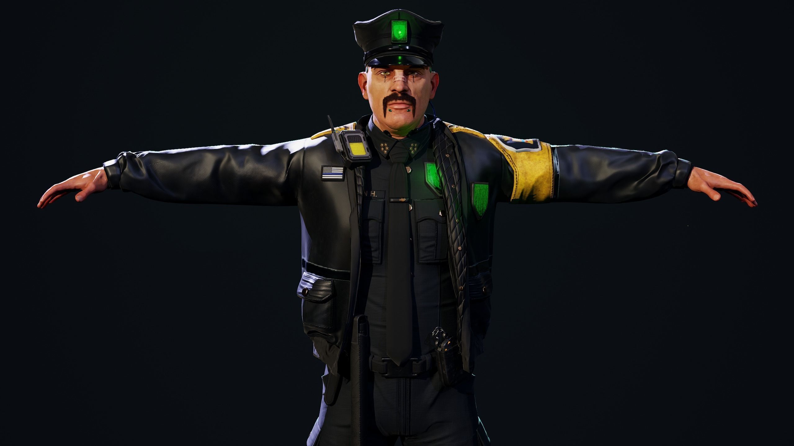 Cyberpunk Police officer Low-poly 3D model_3