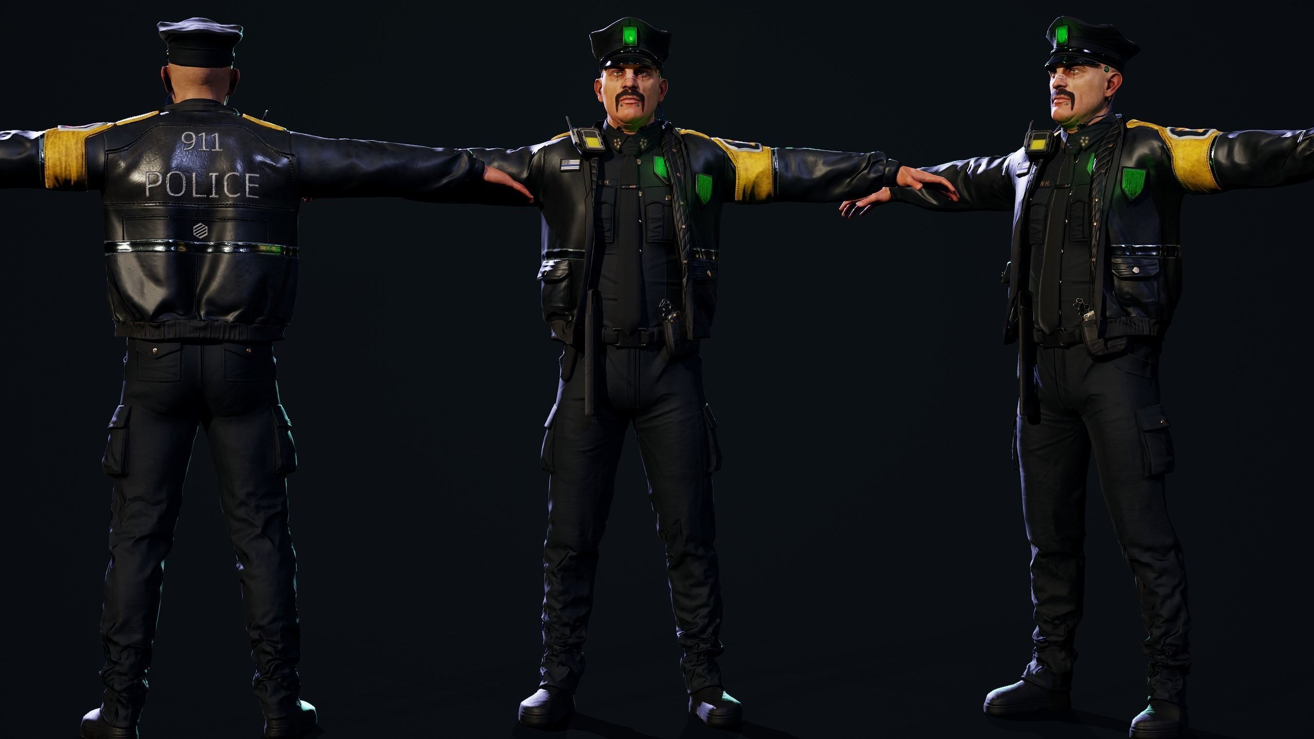 Cyberpunk Police officer Low-poly 3D model_11