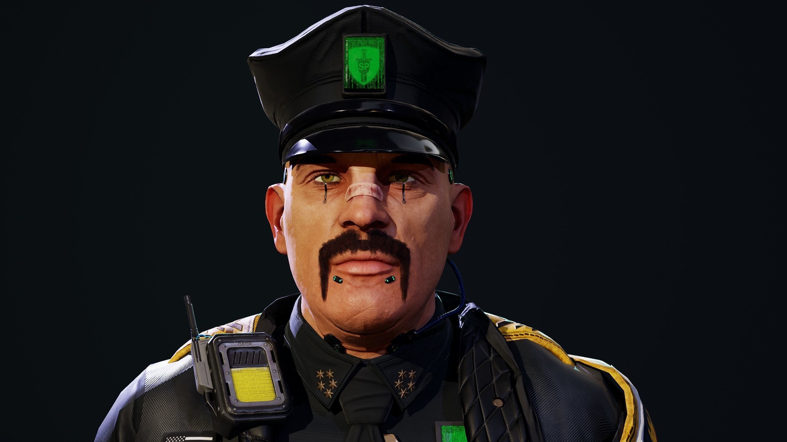 Cyberpunk Police officer Low-poly 3D model_14