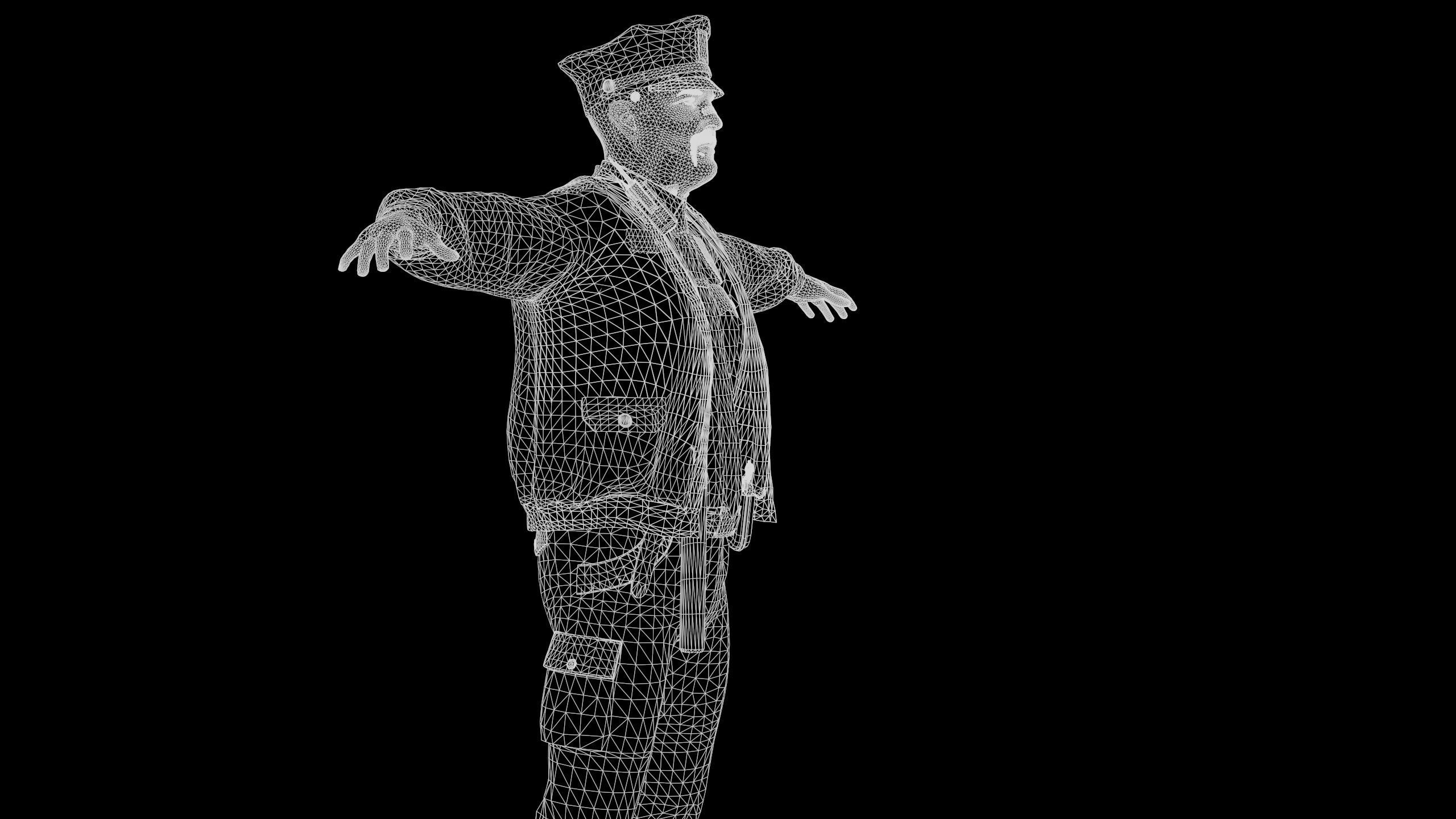 Cyberpunk Police officer Low-poly 3D model_7