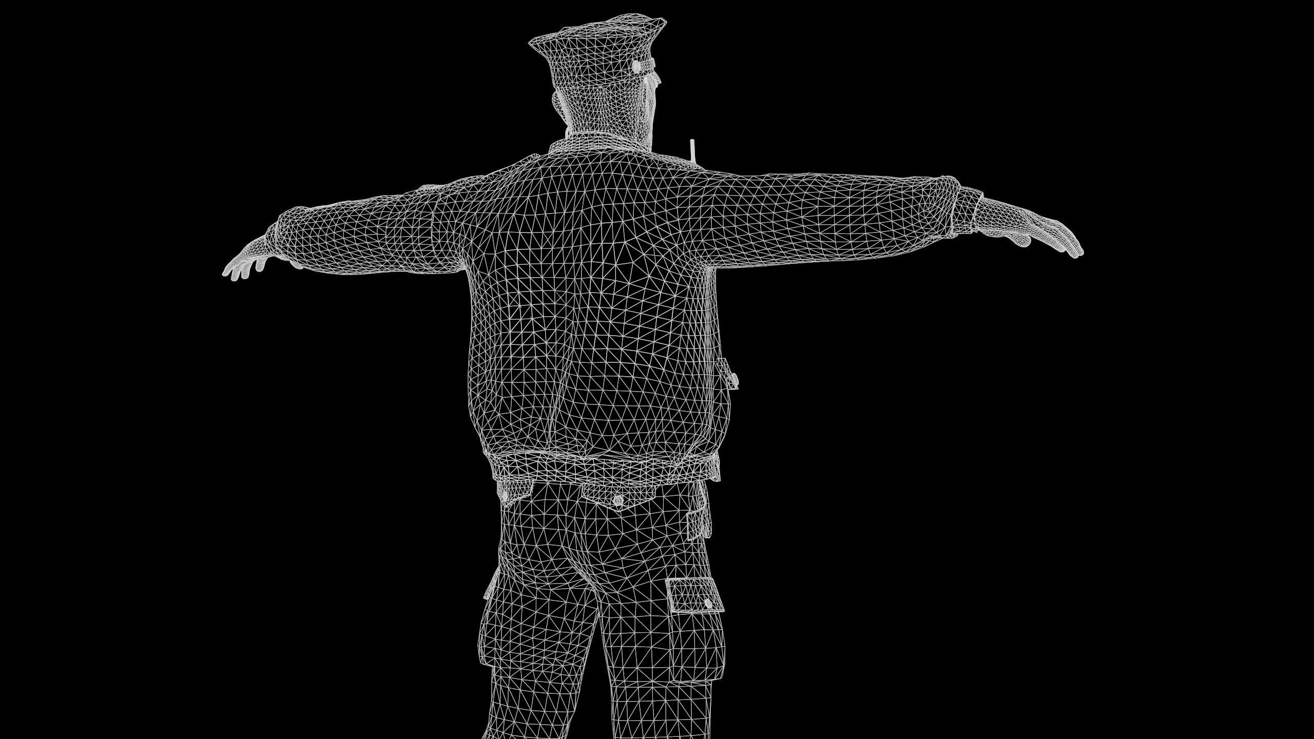 Cyberpunk Police officer Low-poly 3D model_8