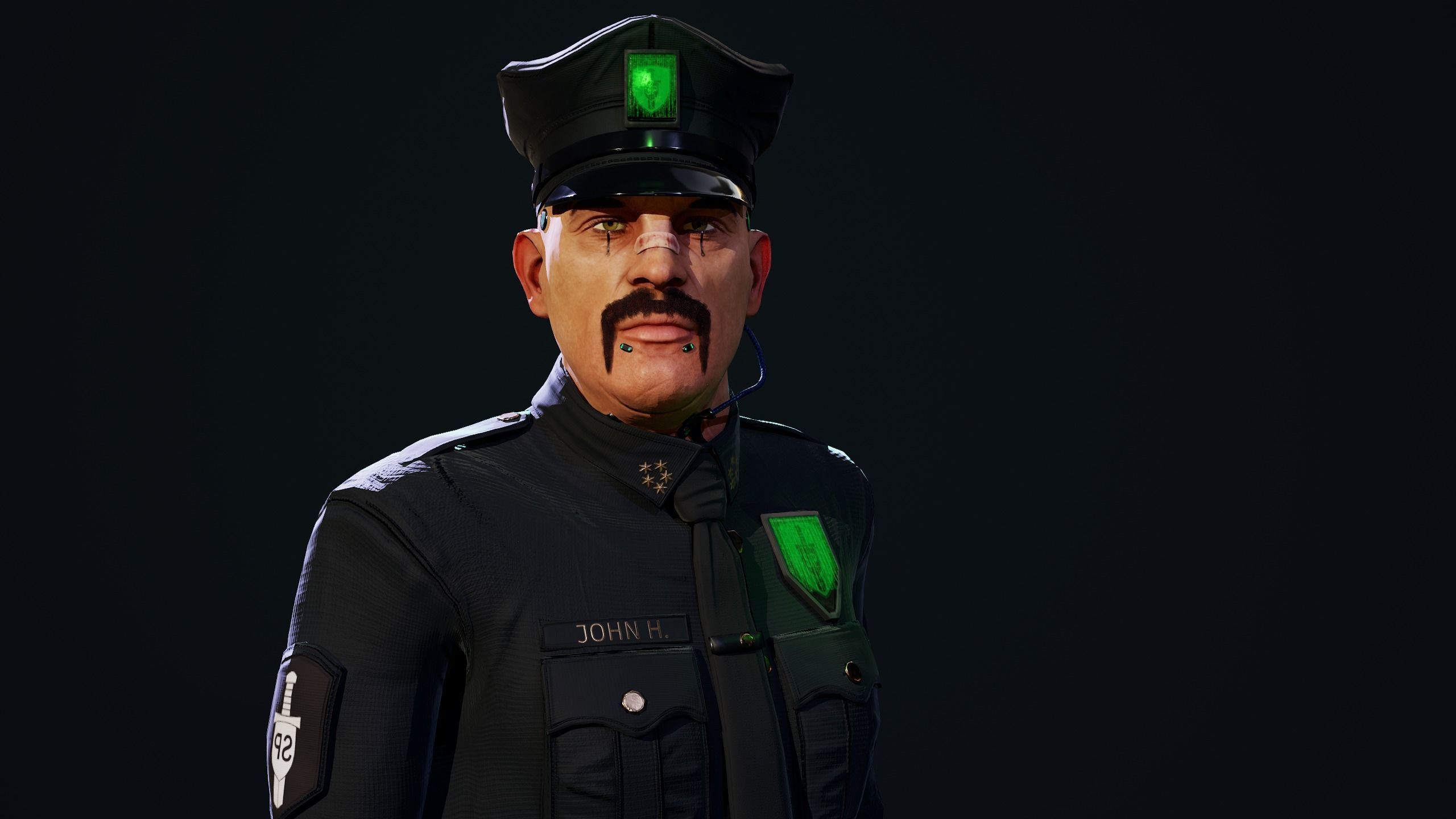 Cyberpunk Police officer Low-poly 3D model_1