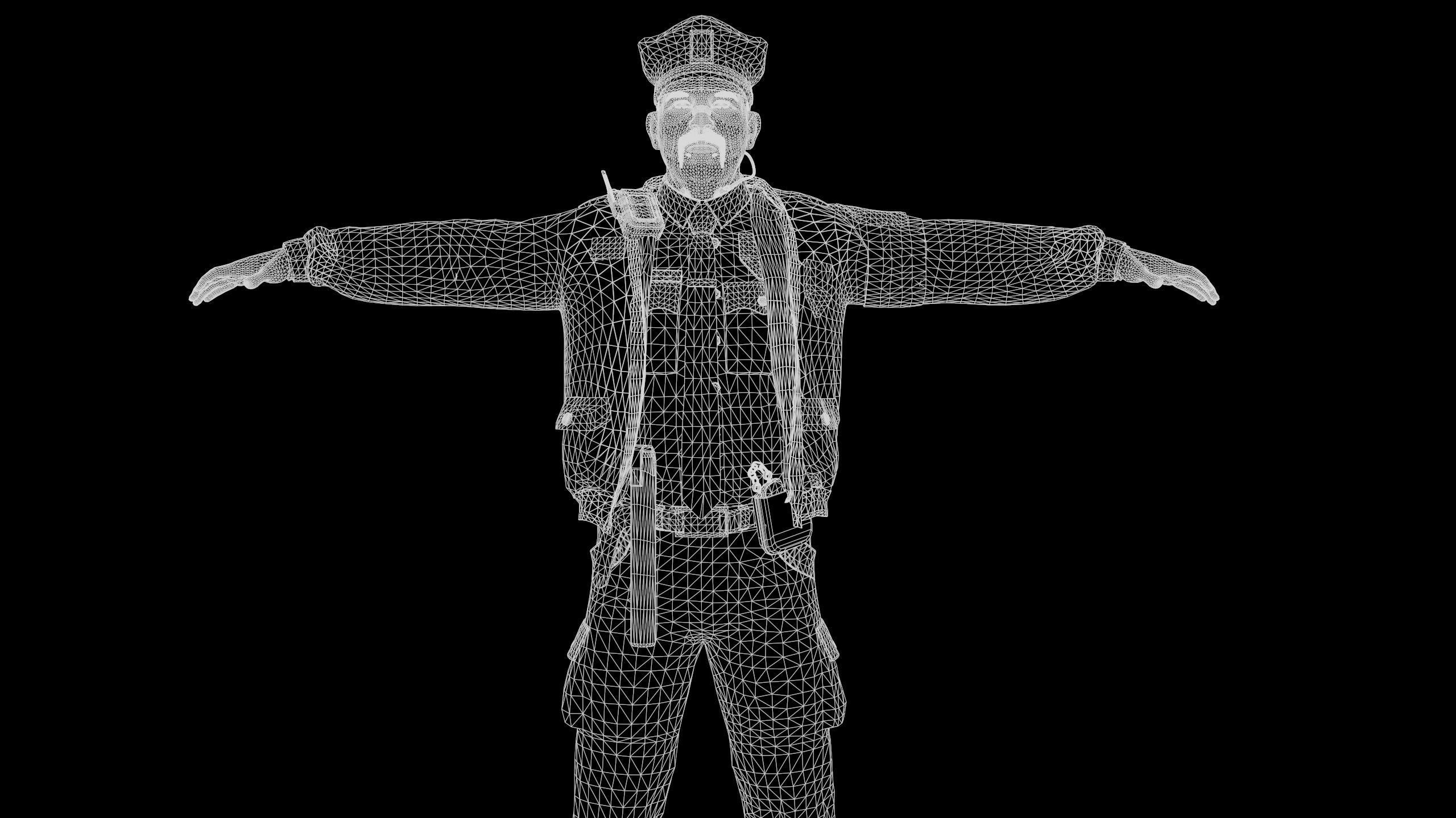 Cyberpunk Police officer Low-poly 3D model_10