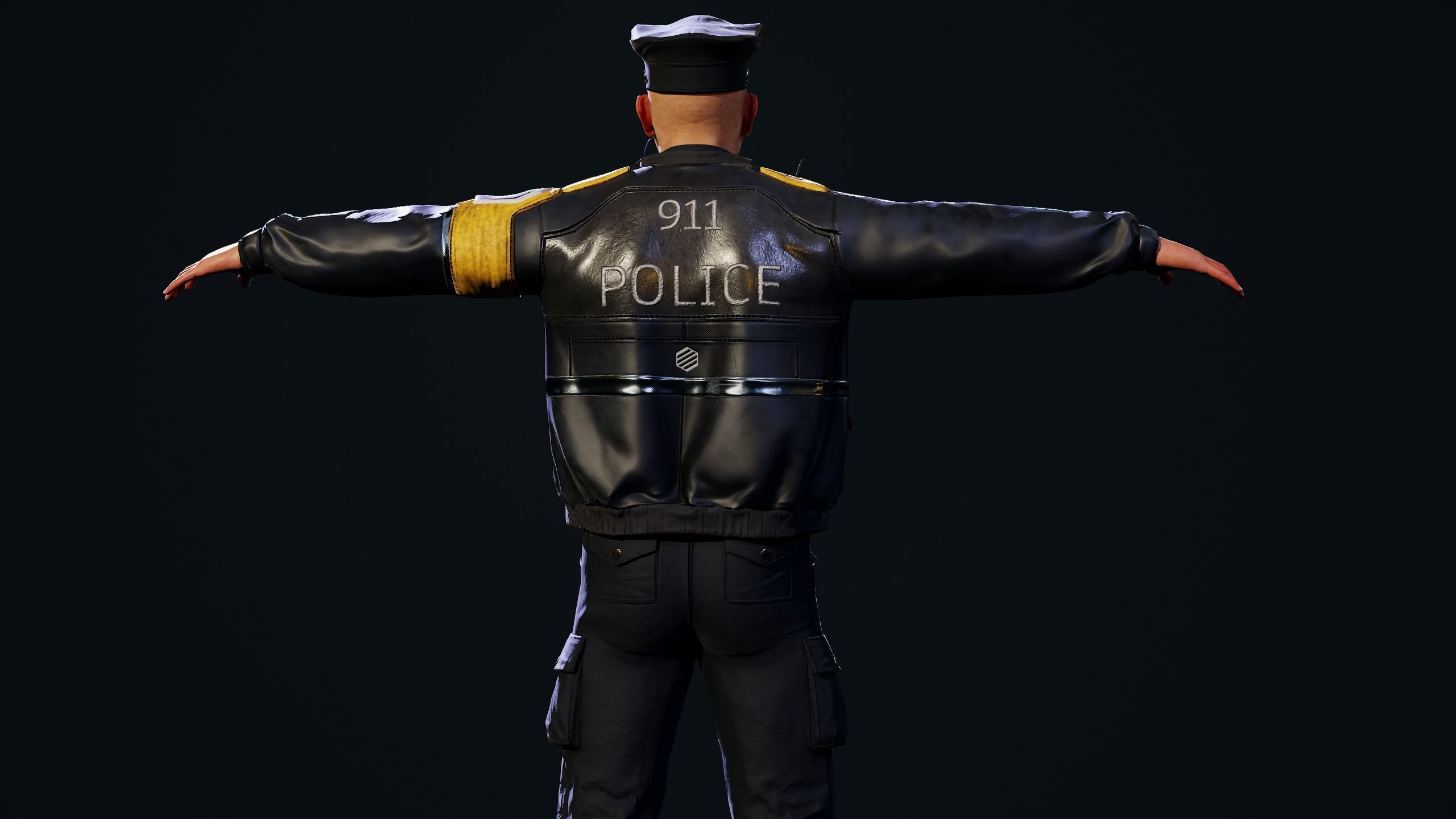 Cyberpunk Police officer Low-poly 3D model_5