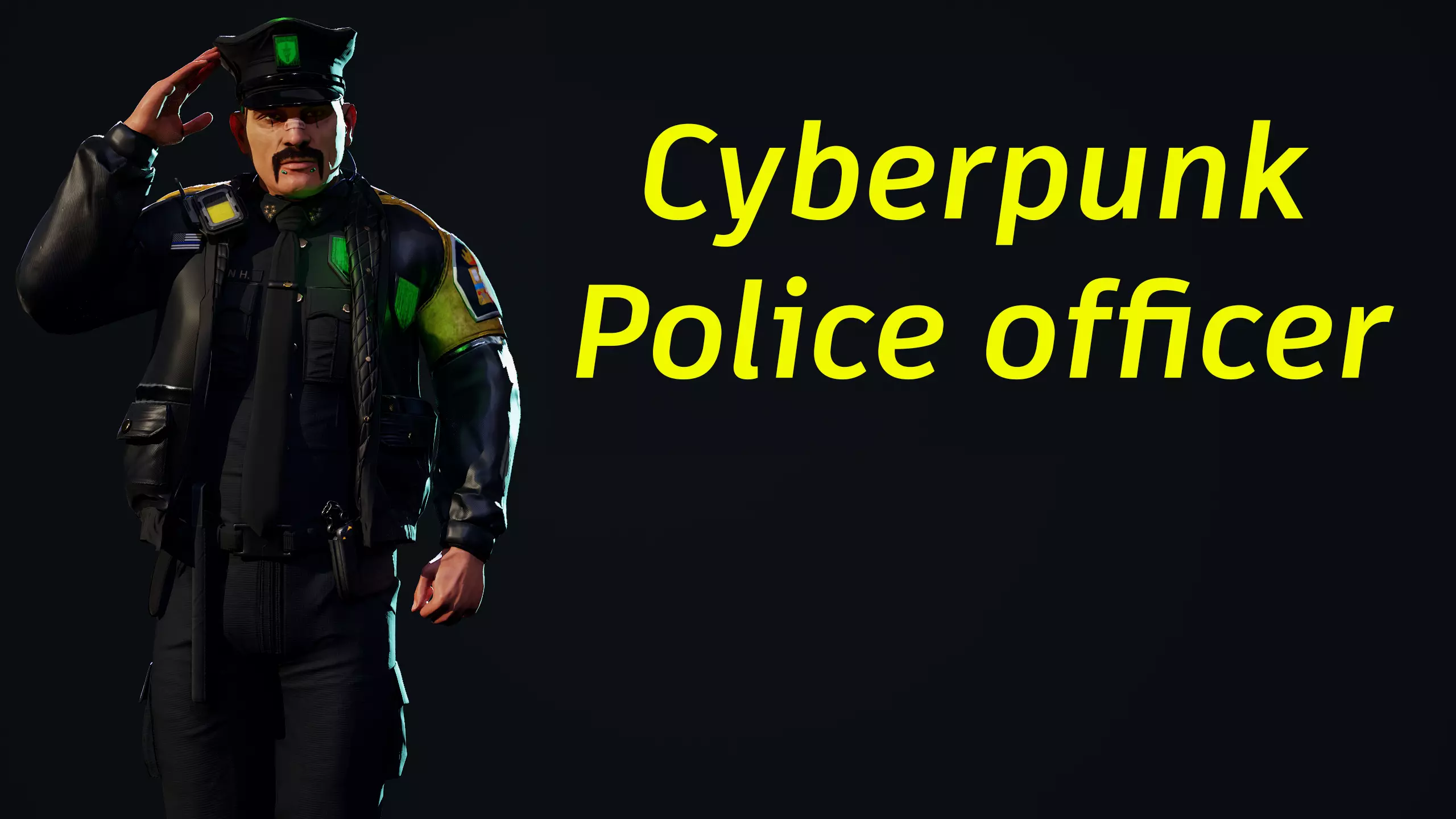 Cyberpunk Police officer Low-poly 3D model_0