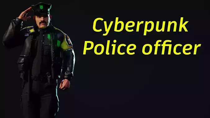 Cyberpunk Police officer Low-poly 3D model