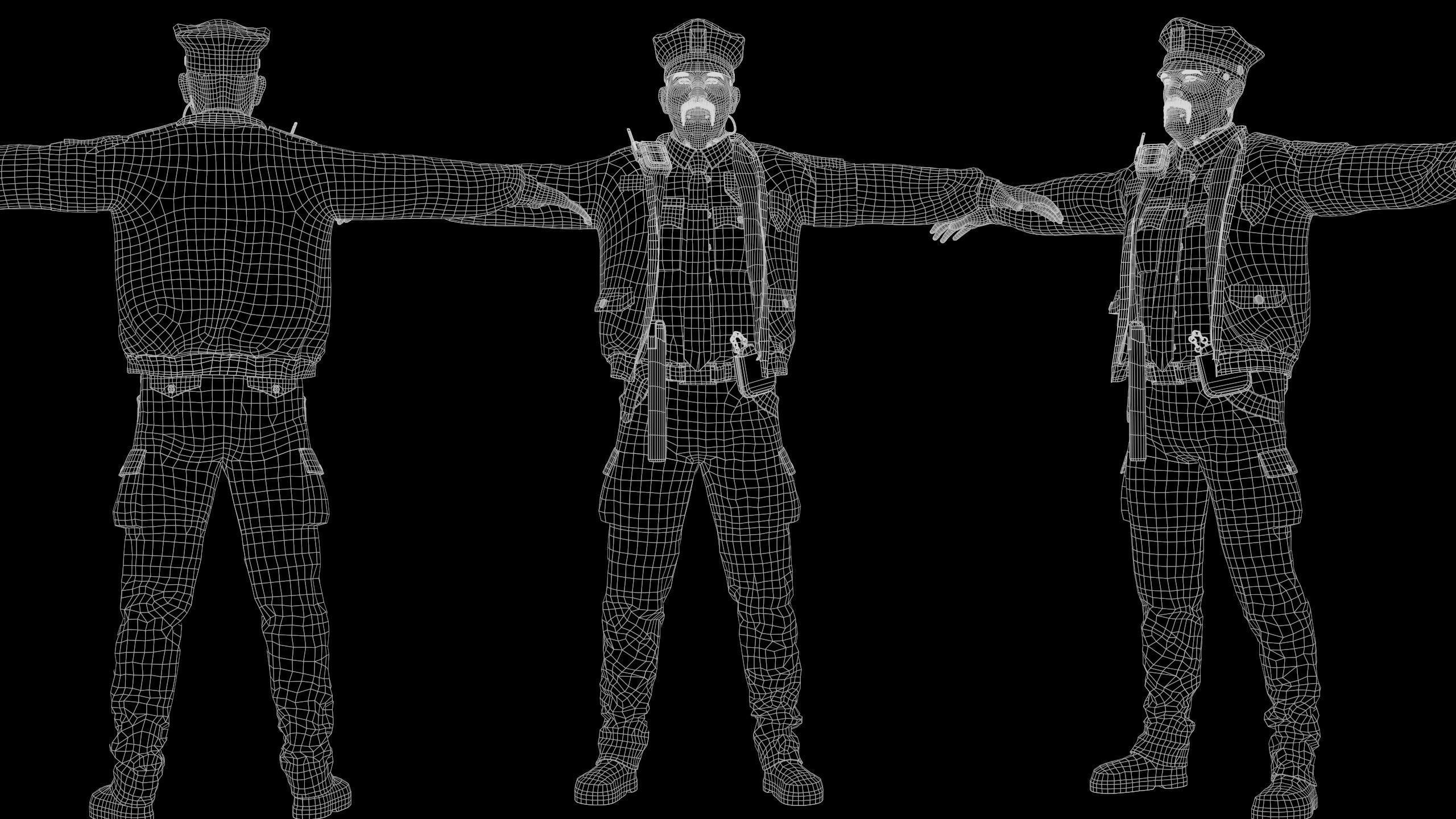 Cyberpunk Police officer Low-poly 3D model_12