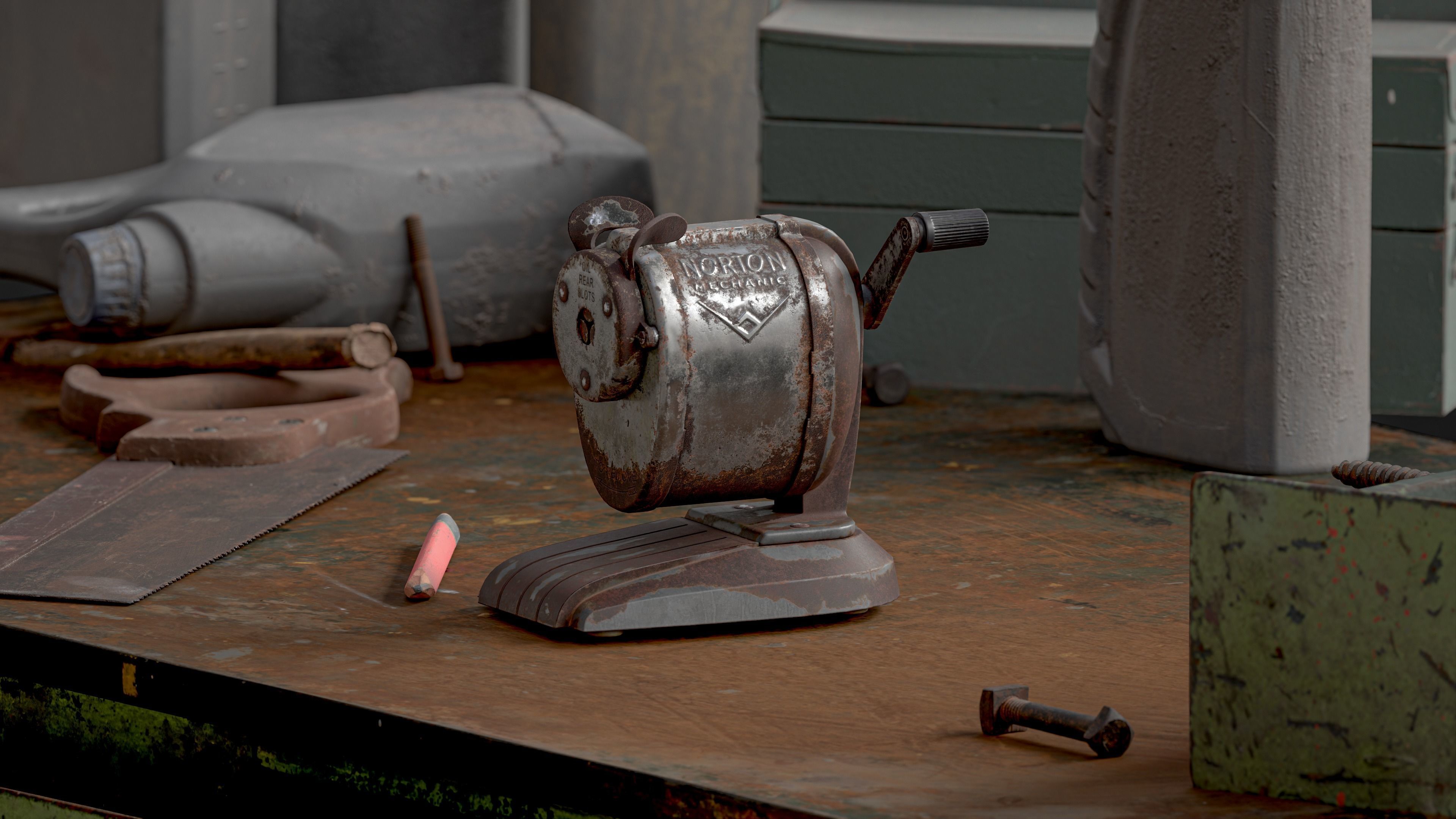 Old  Pencil  Sharpener Low-poly 3D model_2