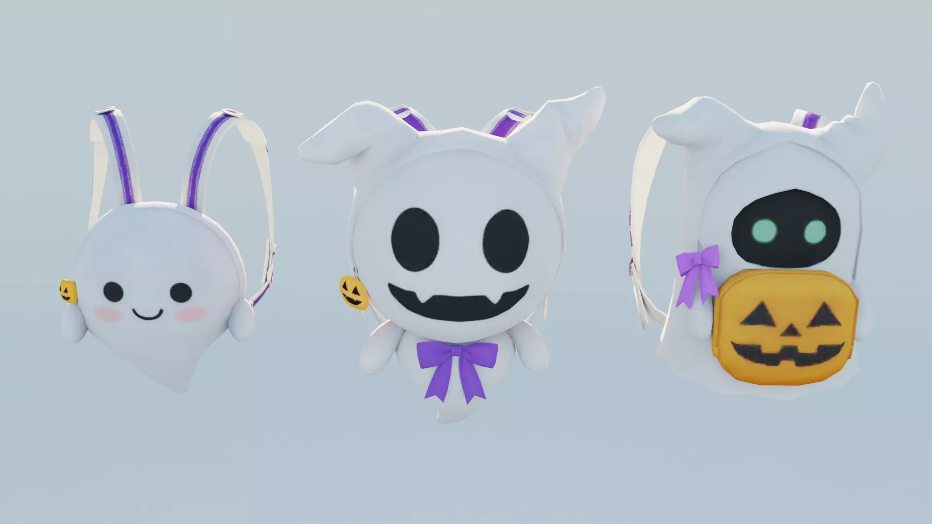 Bag 3x Adorable Ghost Backpack 3D model