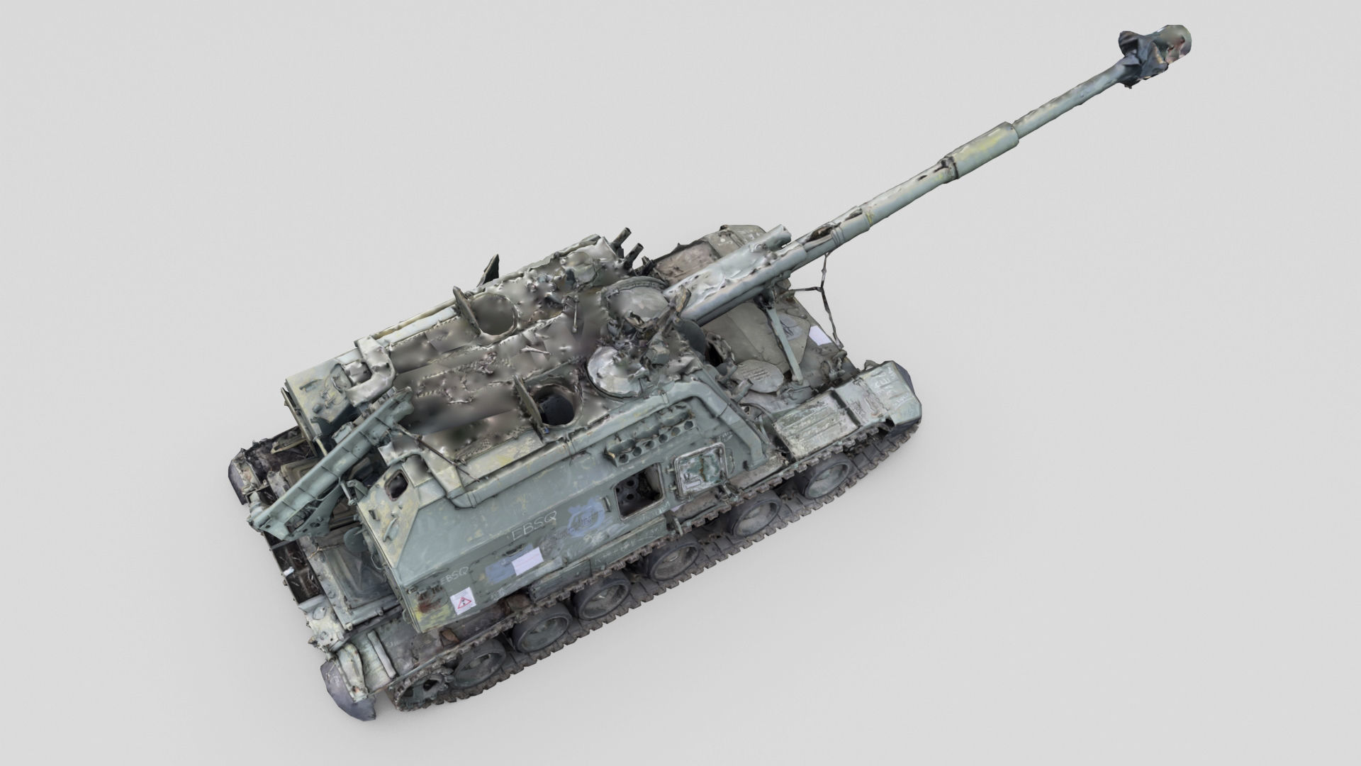 Destroyed 2S19 Msta 152 mm self-propelled howitzer M1990 3D model_2