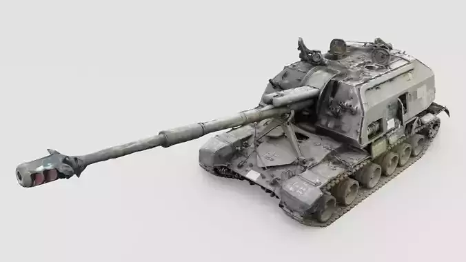 Destroyed 2S19 Msta 152 mm self-propelled howitzer M1990