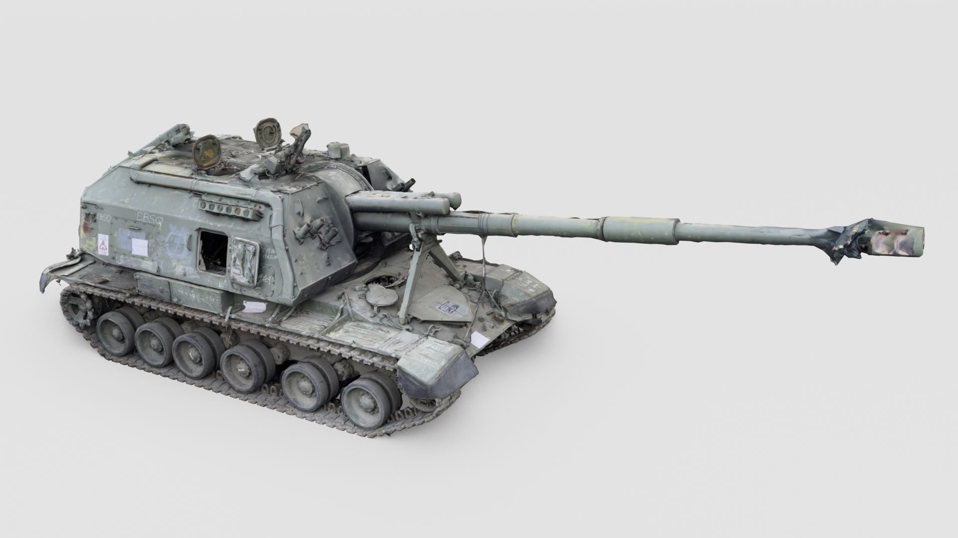 Destroyed 2S19 Msta 152 mm self-propelled howitzer M1990 3D model_3