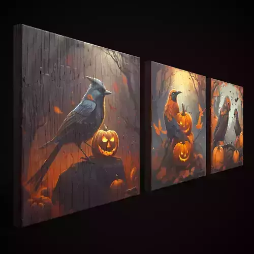 Halloween Bird Paintings Pack One