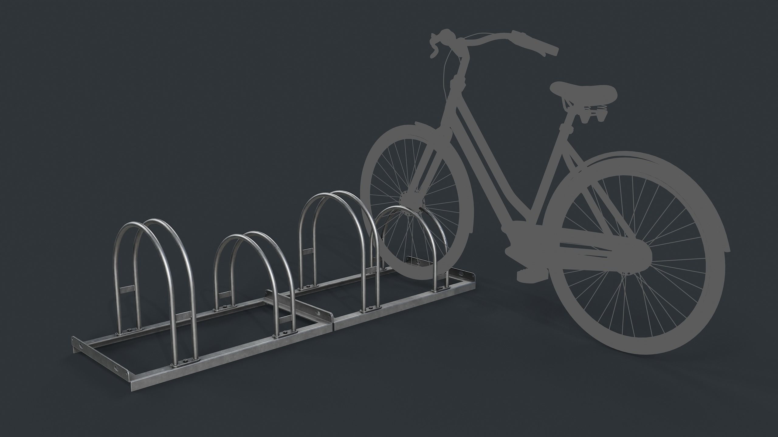Bike Rack 3 PBR Game Ready Low-poly 3D model_1