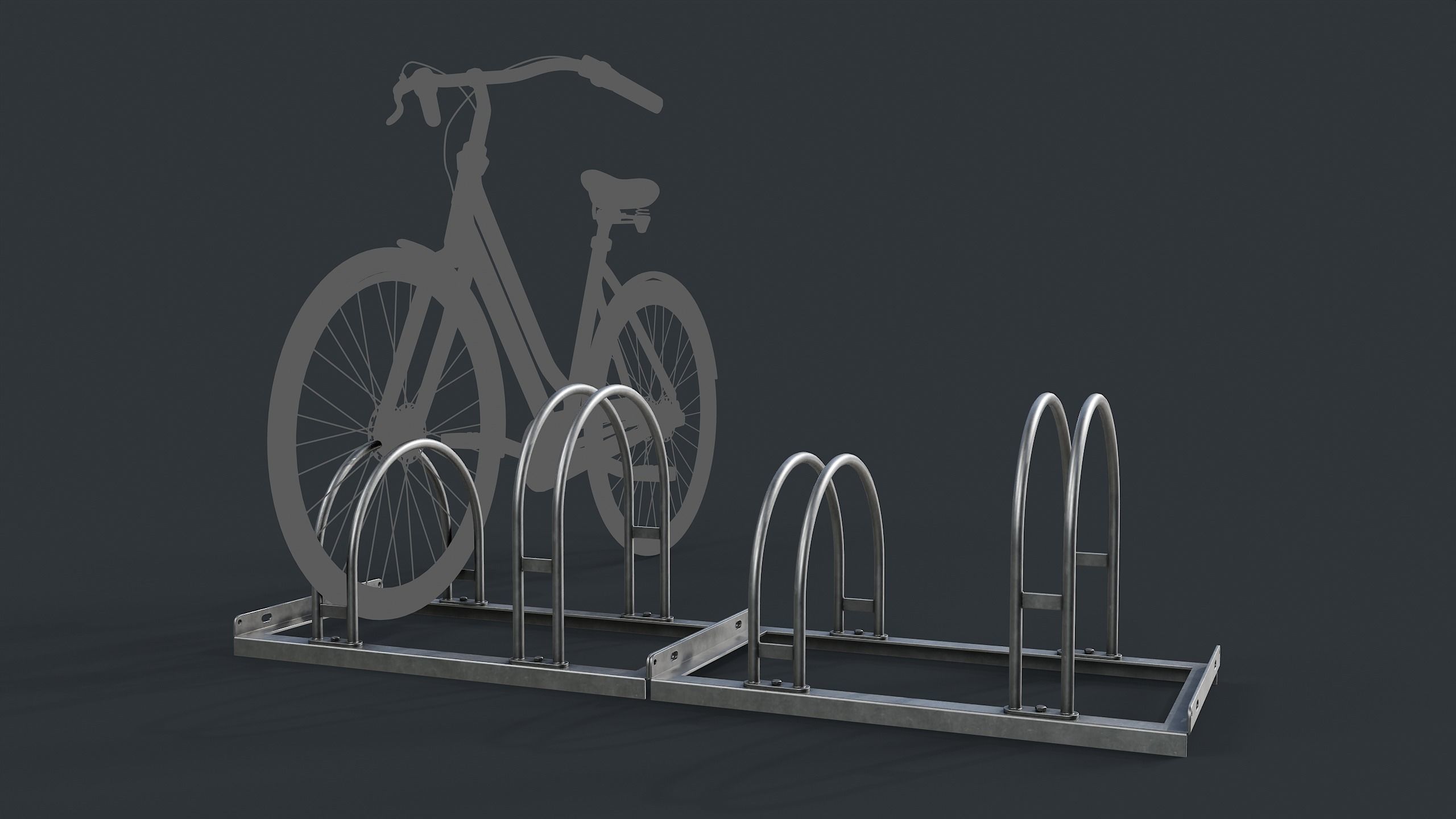 Bike Rack 3 PBR Game Ready Low-poly 3D model_2