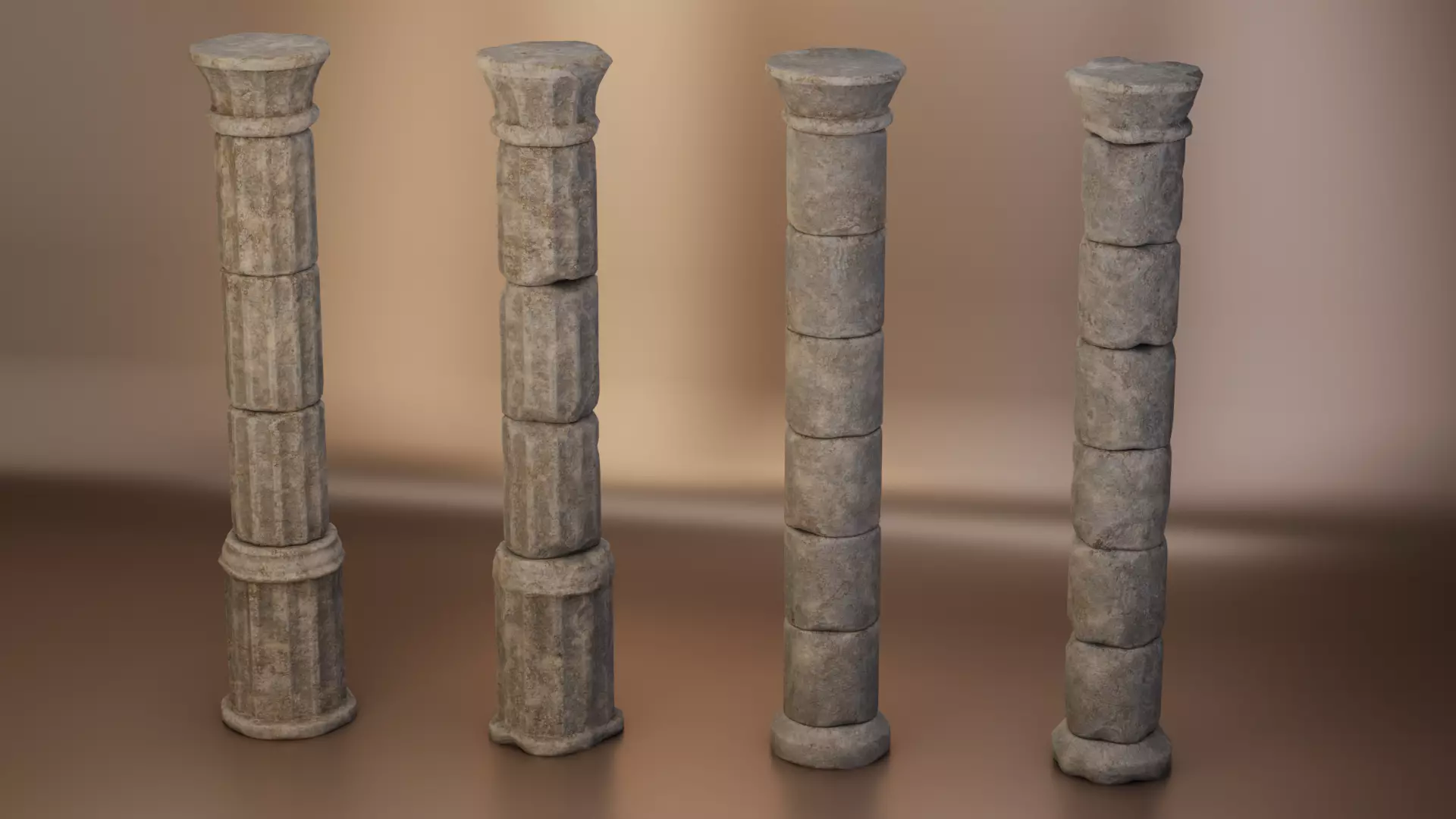 Old Stone Collums 4K PBR Modular Low-poly 3D model_0