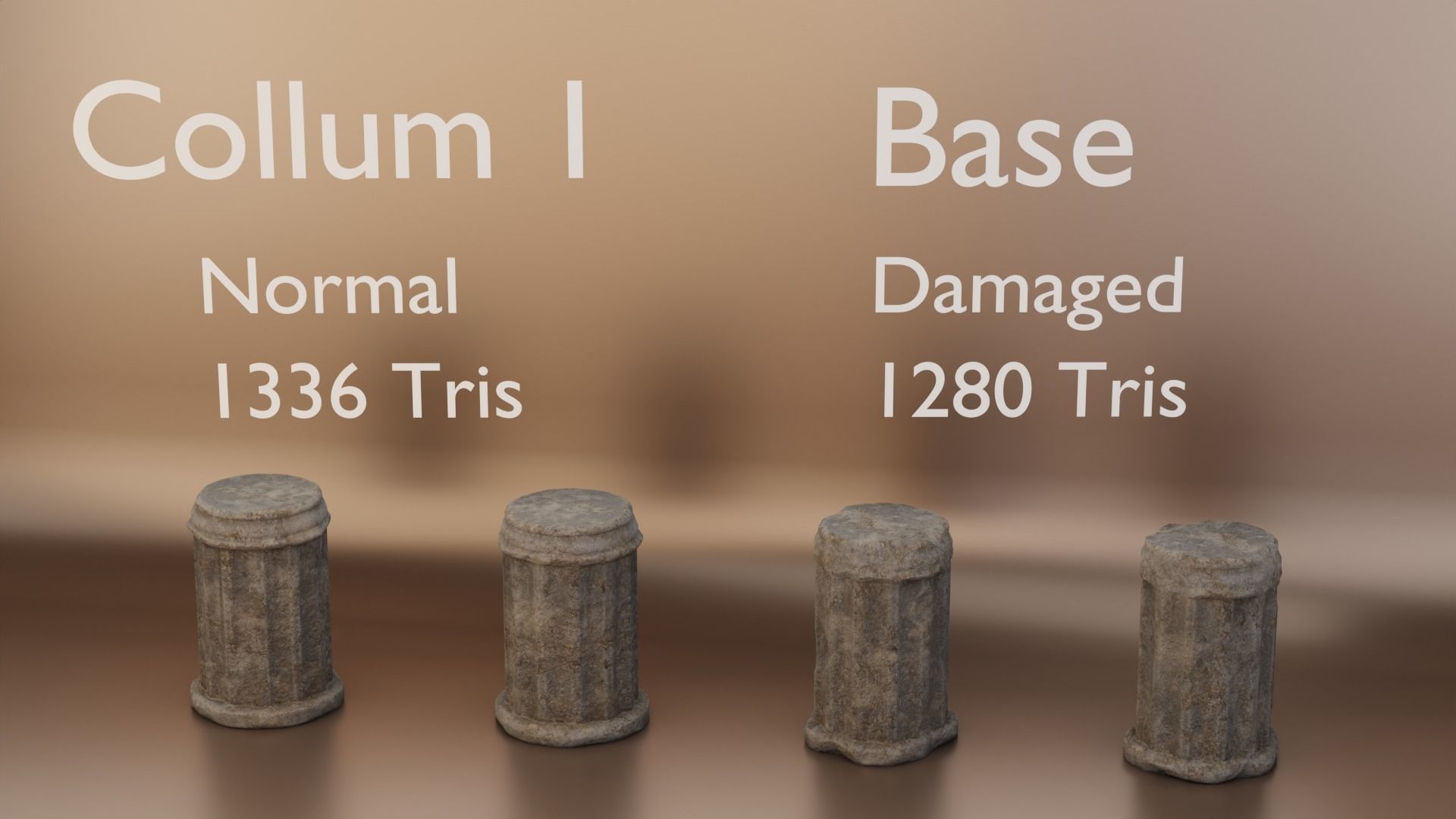 Old Stone Collums 4K PBR Modular Low-poly 3D model_4