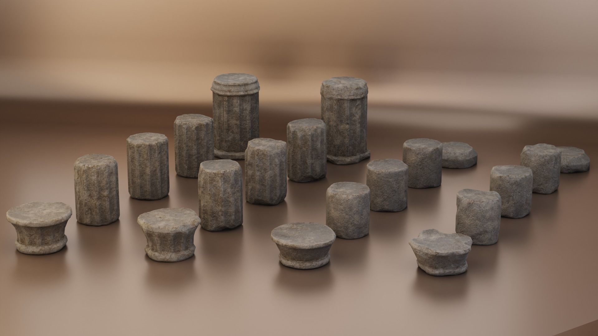 Old Stone Collums 4K PBR Modular Low-poly 3D model_2