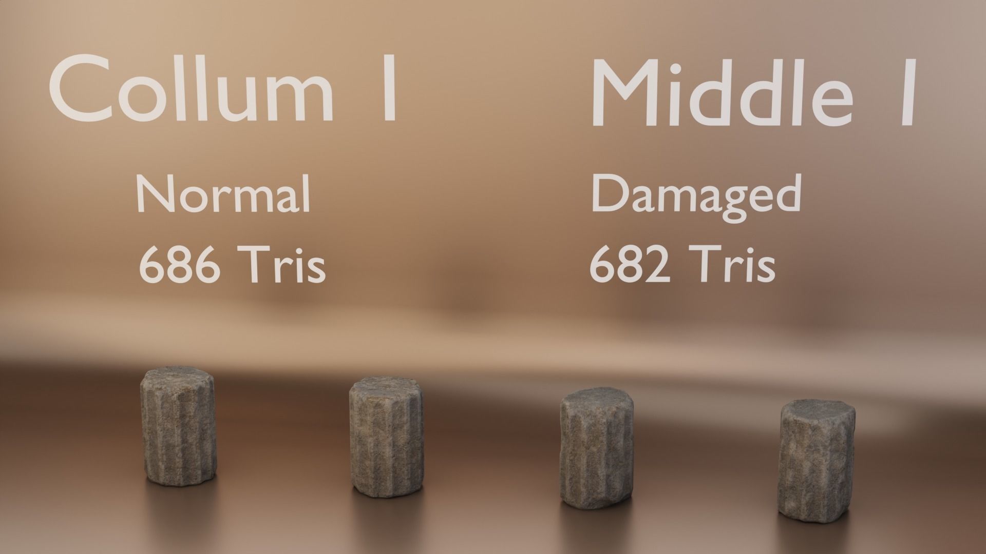 Old Stone Collums 4K PBR Modular Low-poly 3D model_5