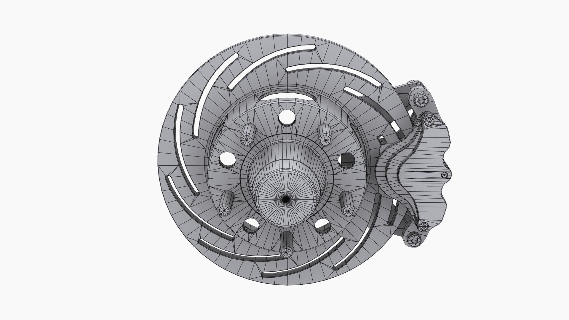 Strange Spindle Front Brake Disc Low-poly 3D model_10
