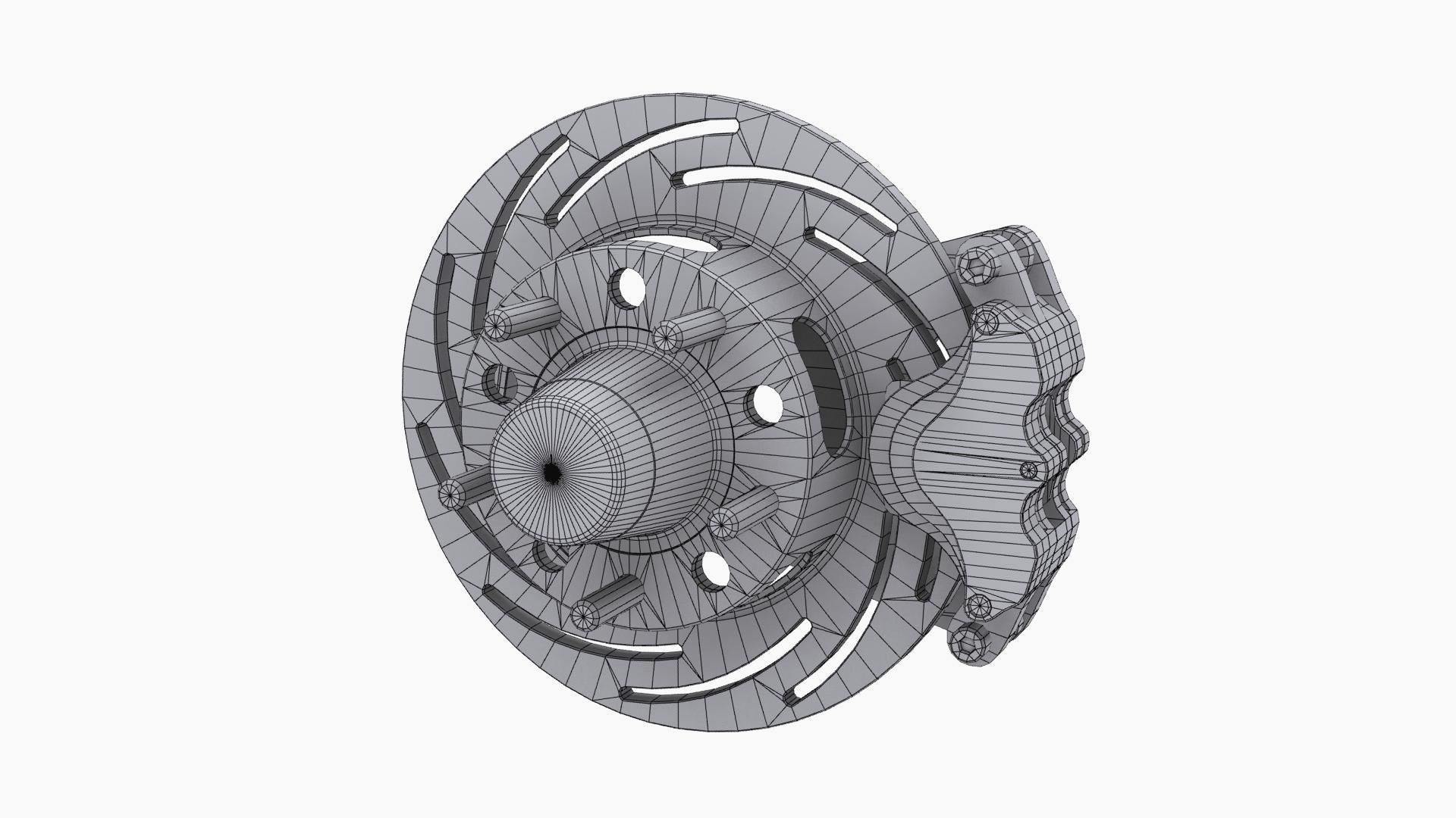 Strange Spindle Front Brake Disc Low-poly 3D model_11