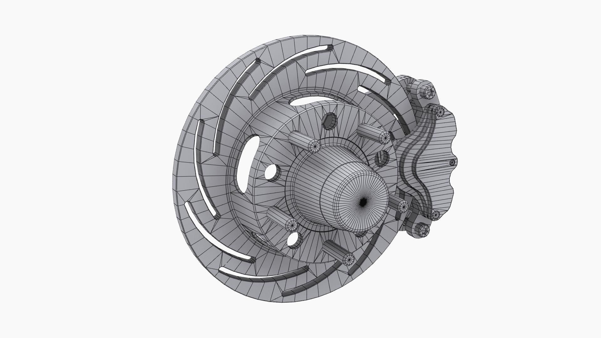 Strange Spindle Front Brake Disc Low-poly 3D model_9