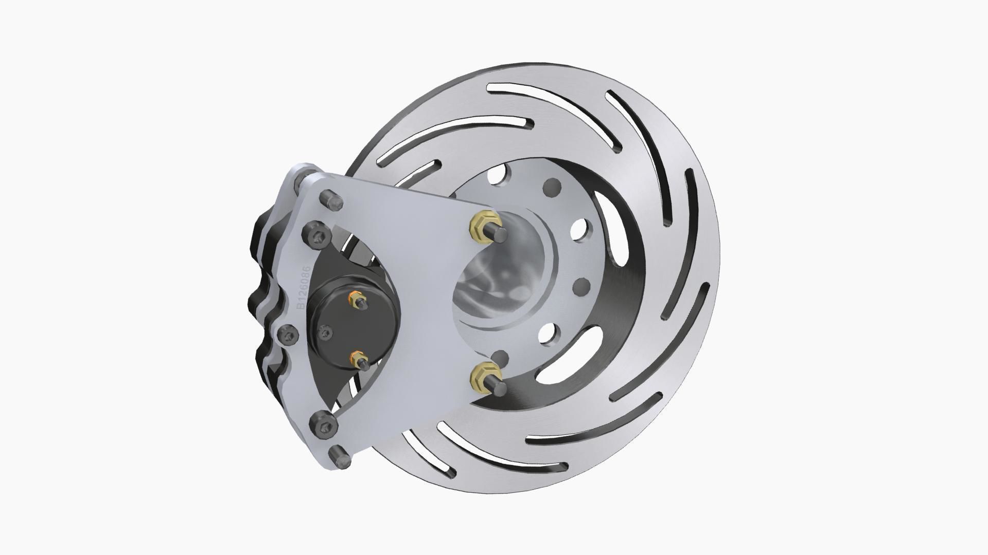 Strange Spindle Front Brake Disc Low-poly 3D model_3
