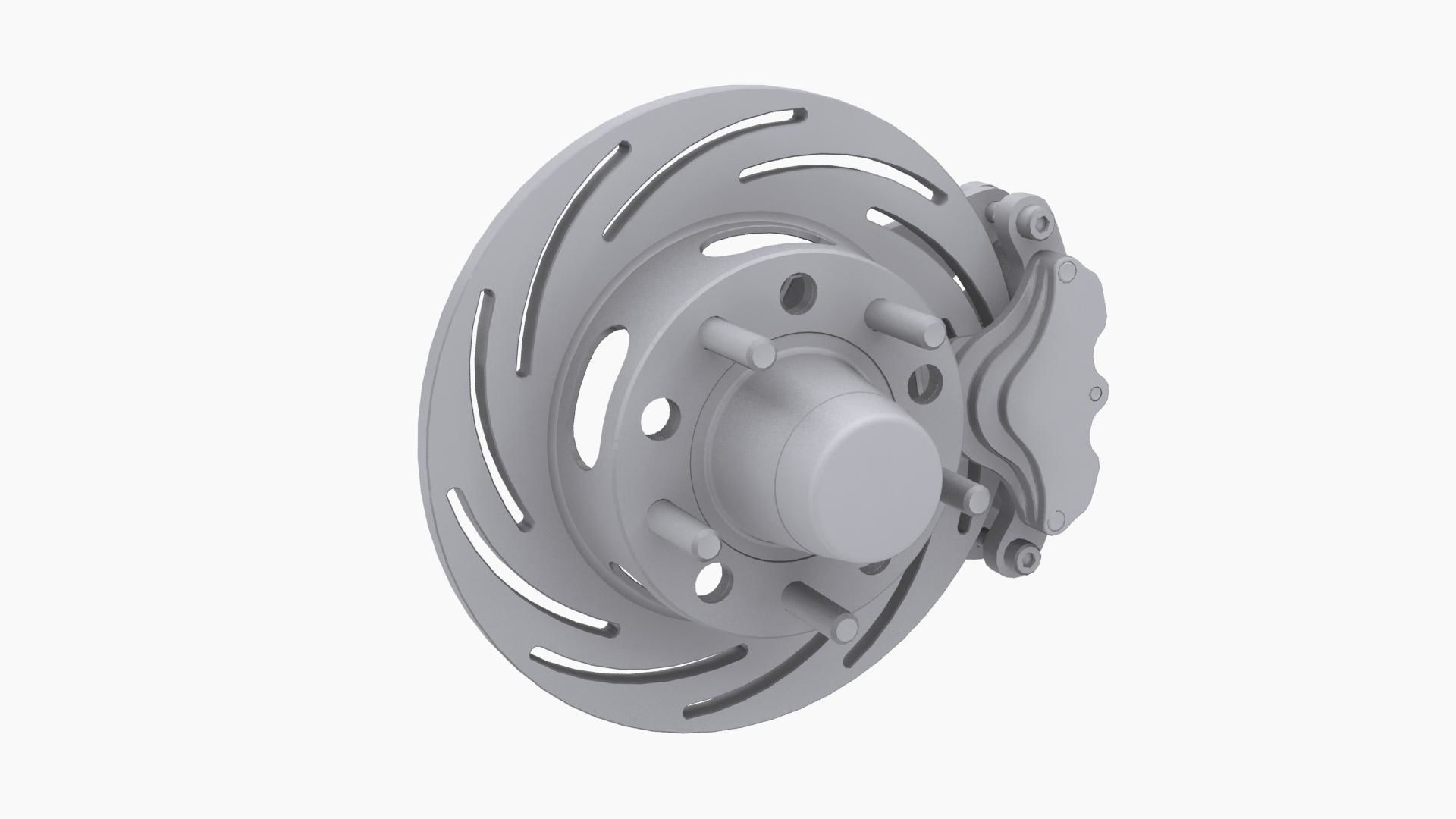 Strange Spindle Front Brake Disc Low-poly 3D model_5