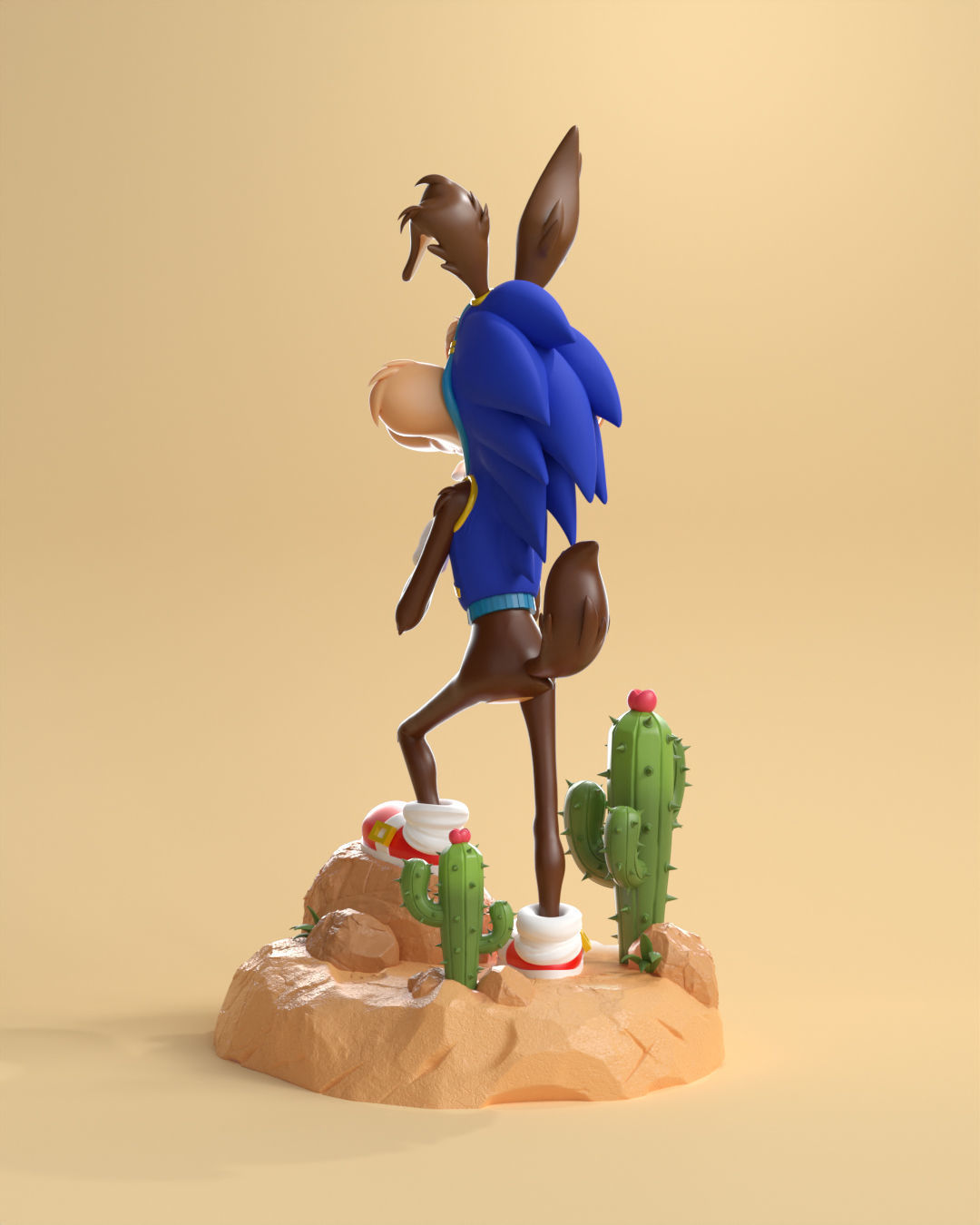 Wile e Coyote with the Sonic suit 3D print model_3